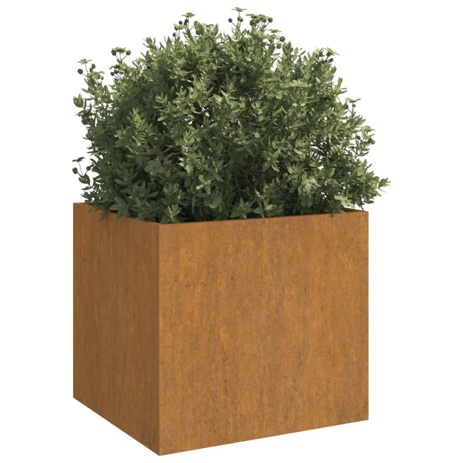 Homgoday Jardinera de Acero Corten, Jardinera Macetero de Metal para Jardín, Maceta de Acero para Patio Terraza Balcón, Diseño Rústico de Acero corten 32x30x29 cm