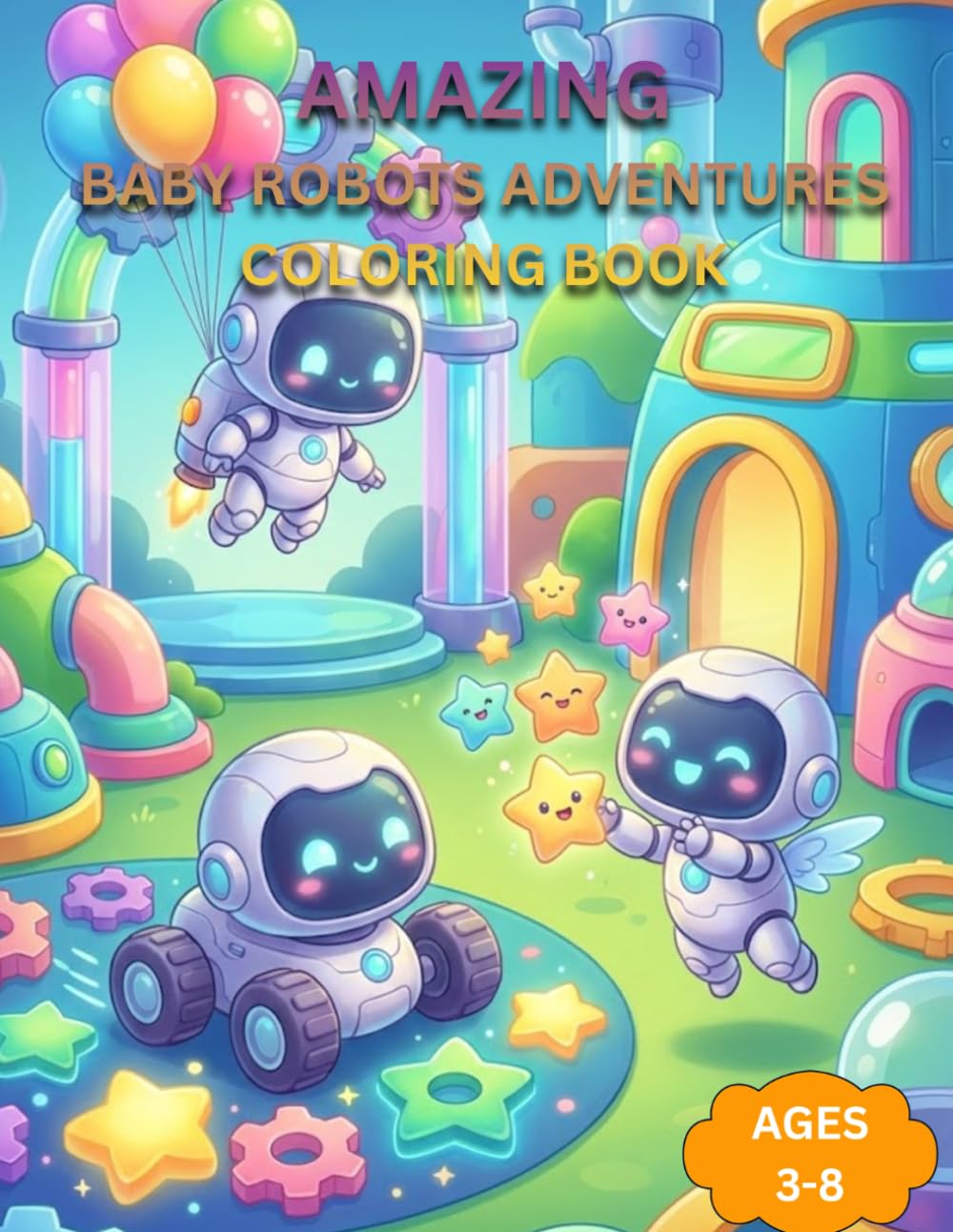 Baby Robots Adventures Coloring Book: Cute and Easy Robot Coloring Pages for Kids Ages 3–8 Fun Futuristic Adventure Coloring Book for Boys and Girls