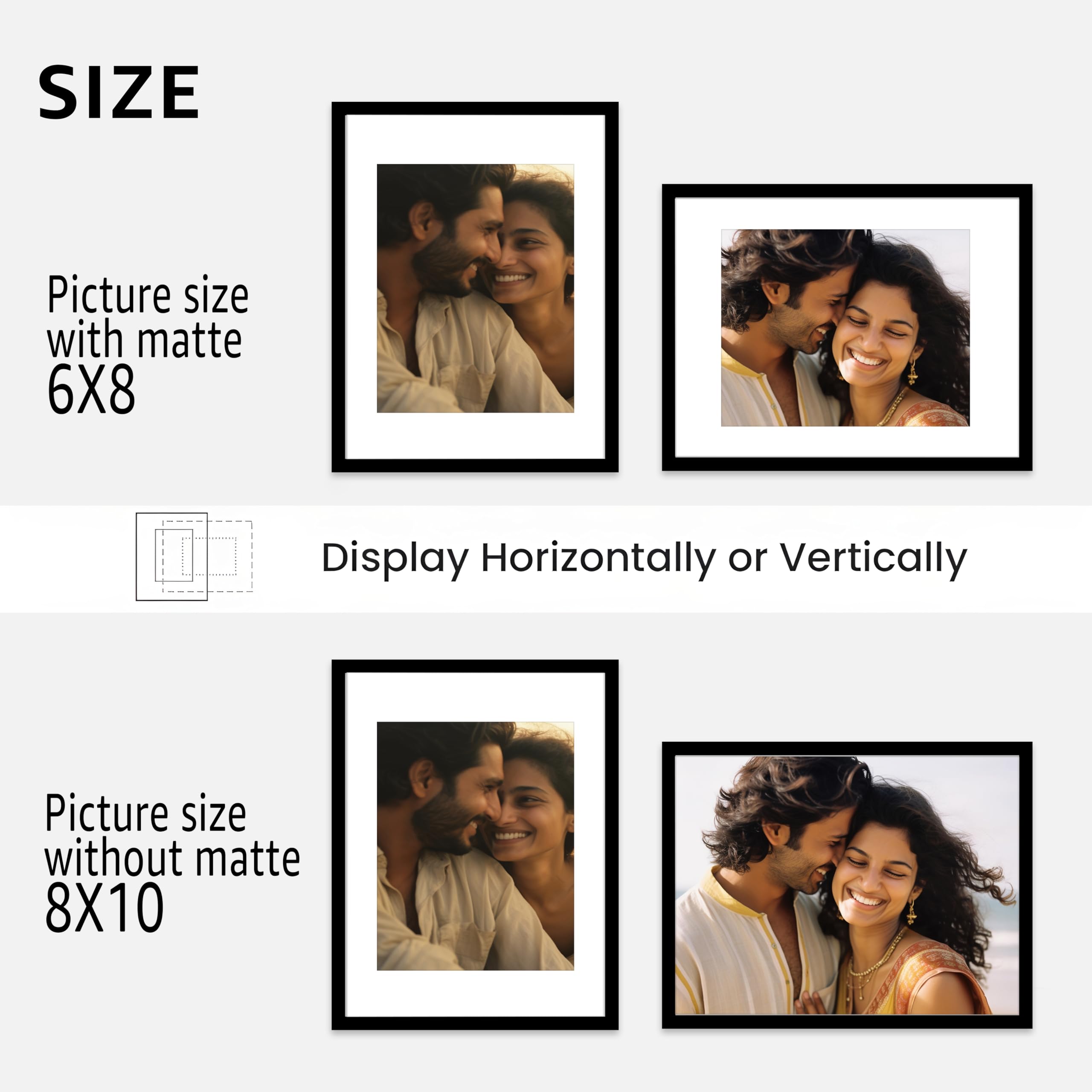 Art Street Premium Photo Frame for living room, Classic Aesthetic Design Photo Frames for Photograph, Art Work, Kids Room Set of 6 (8x10 Inch, Black) 2