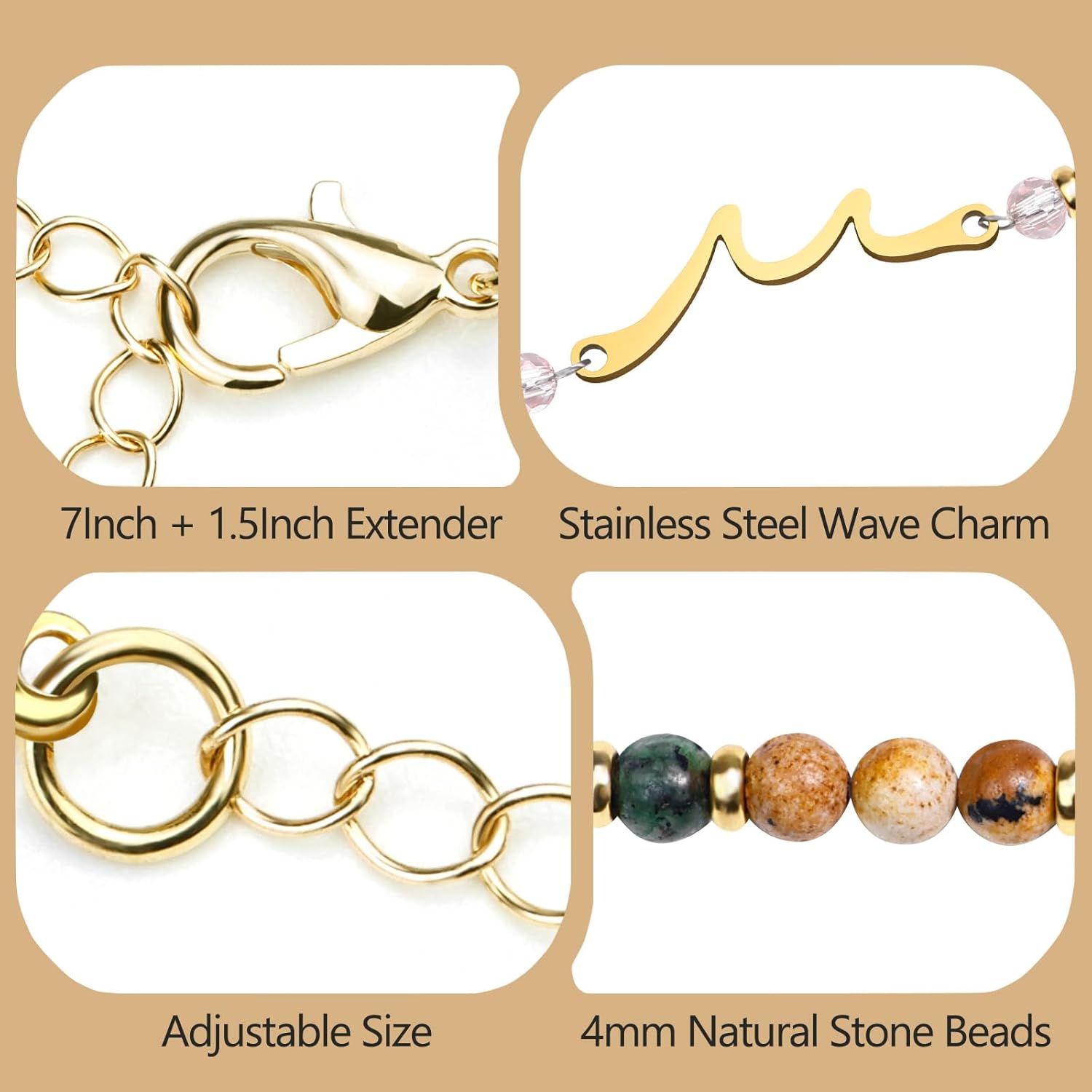 Wave Bracelets for Women, Through The Waves of Life, Sister Friendship Bracelet, Unique Birthday Bracelet Gift, Meaningful Jewelry Gift for Mom Daughter Grandma Friend - Image 2