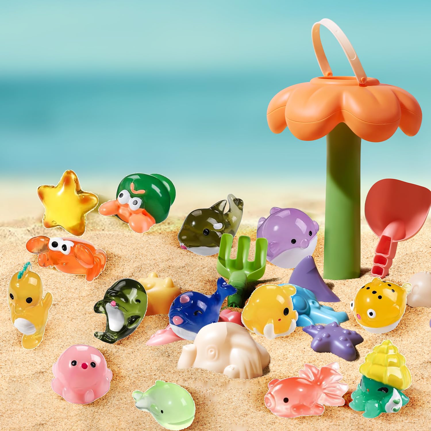 Set 36 Mini Animali Marini in Resina per Acquari, Feste, Bomboniere e Paesaggi in Miniatura