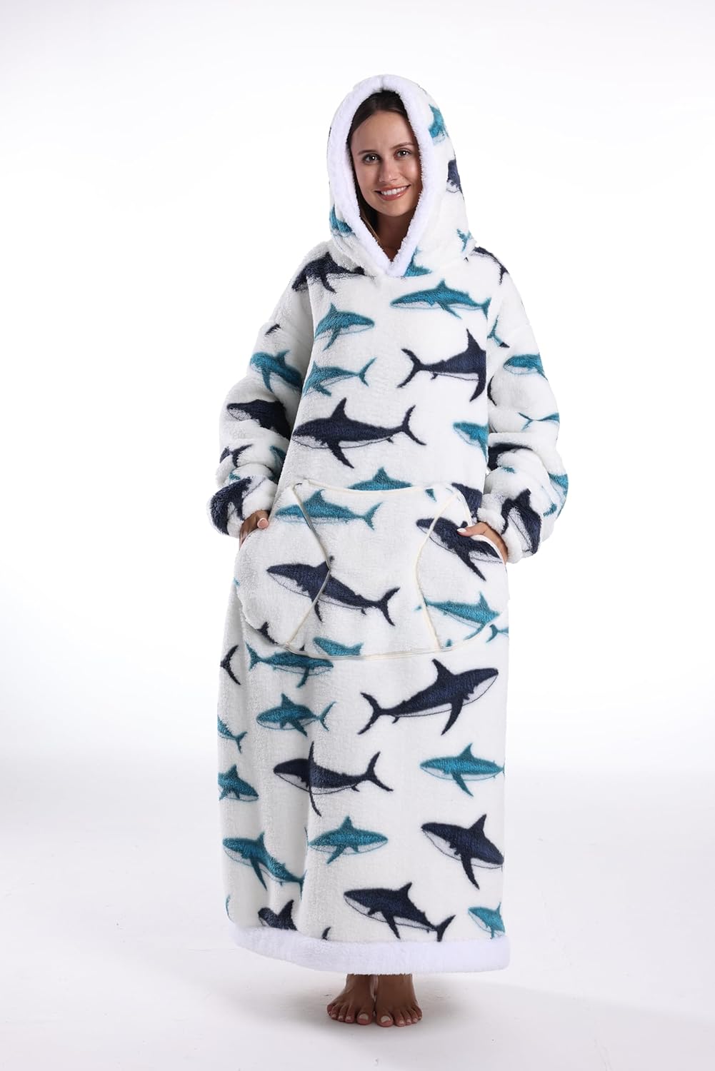 Blanket Hoodie, Long Hooded Blanket Sweatshirt as Birthday Gifts for Women Men, Long Wearable Blanket for Women Men. - Image 6