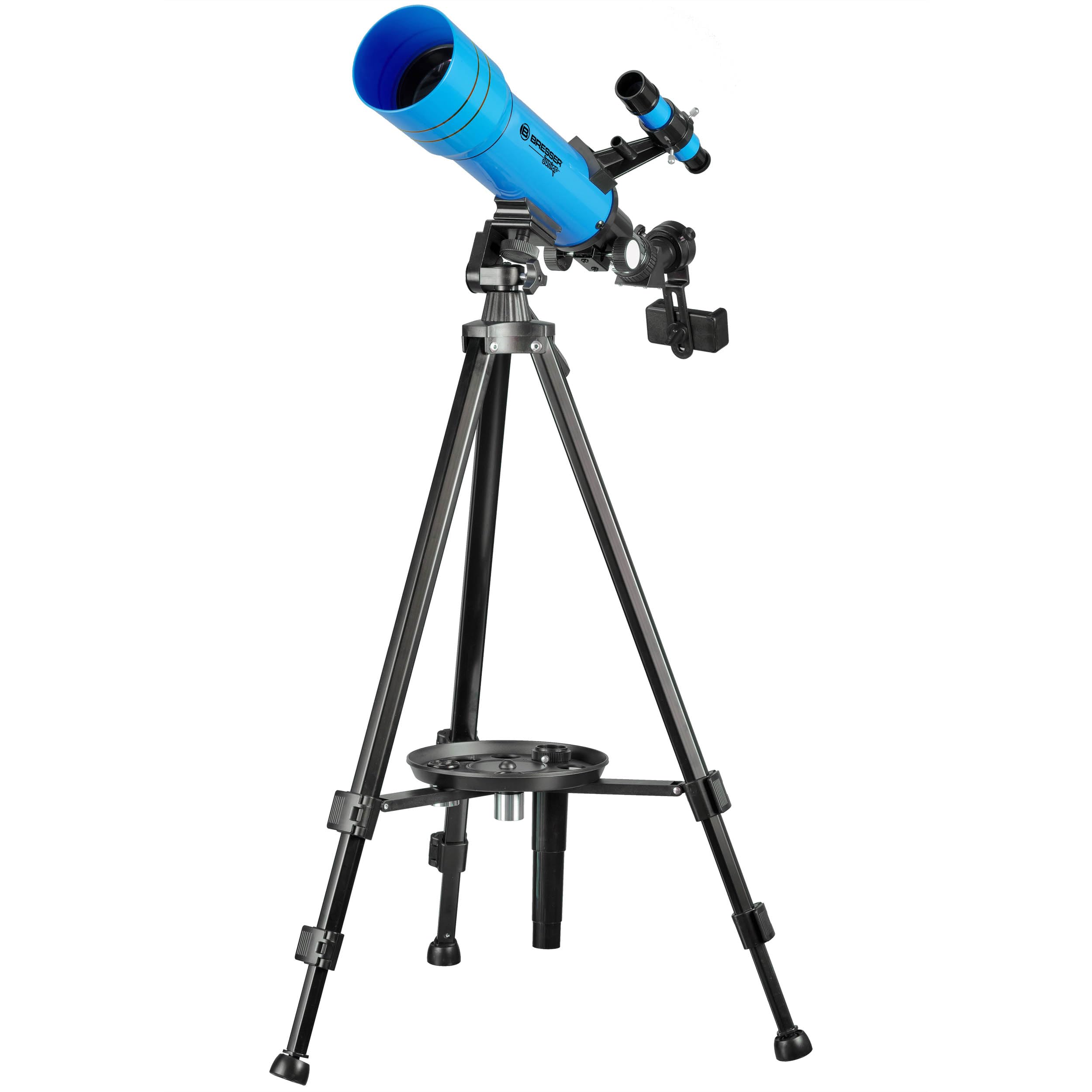 Bresser Junior Kinderteleskop 70/400 Linsenteleskop für Kinder ab 8 Jahren, Astronomie Einsteiger, Teleskop mit Rucksack, Zubehör & Smartphone-Halterung, Nachthimmel Beobachtung blau