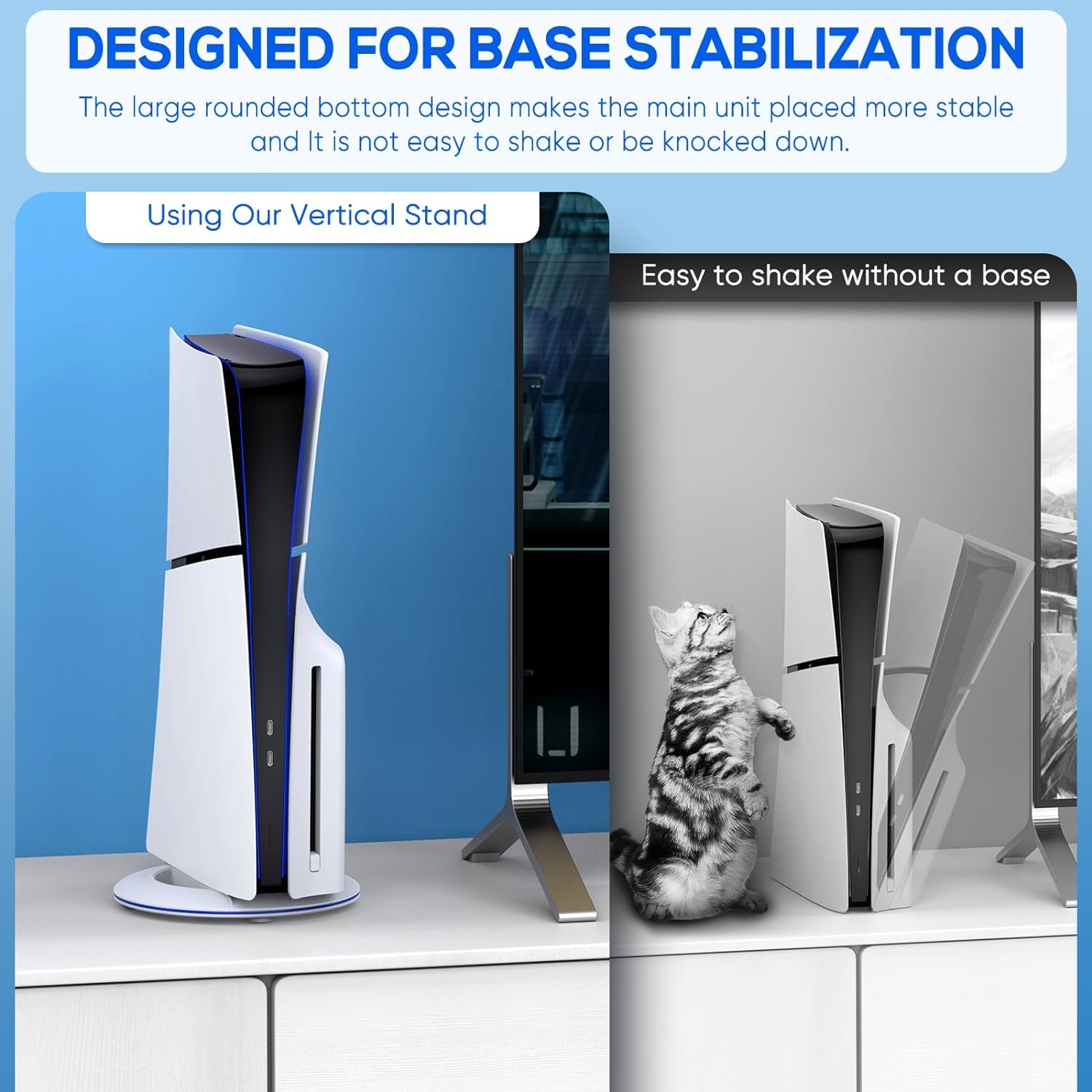 Supporto Verticale per PS5 Slim, Base Antiscivolo Dal Design Salvaspazio e Stabile, Sostitutivo per Console PS5 Slim, Base della Stazione di Raffreddamento con Vite, per