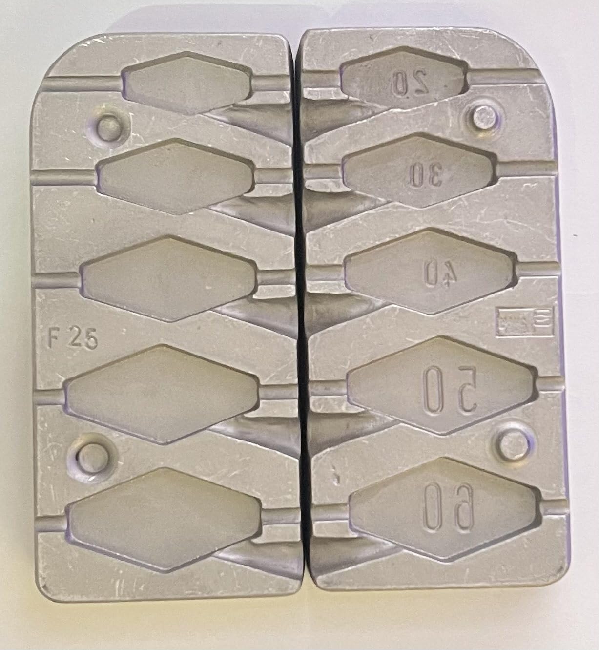 Hexagon In-Liner - Stampo per pesca in alluminio, 20-30-40-50-60 g, per piombini da pesca