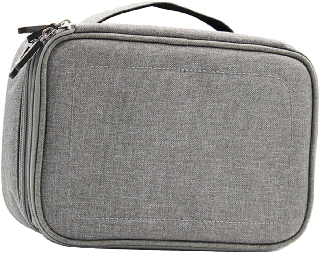 MERRYHAPY Double Layer Digital Gadget Organizer Case for Travel Compact Cable Carrying Bag for Electronics Accessories Gray Multi-functional Storage Pouch