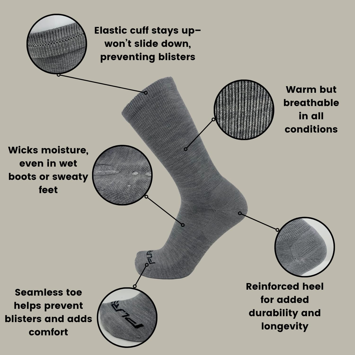 Pure Athlete Alpaca Wool Socks - Made in the USA, Athletic Crew Sock for Running, Hiking, Work, Men and Women, Lightweight - Image 5