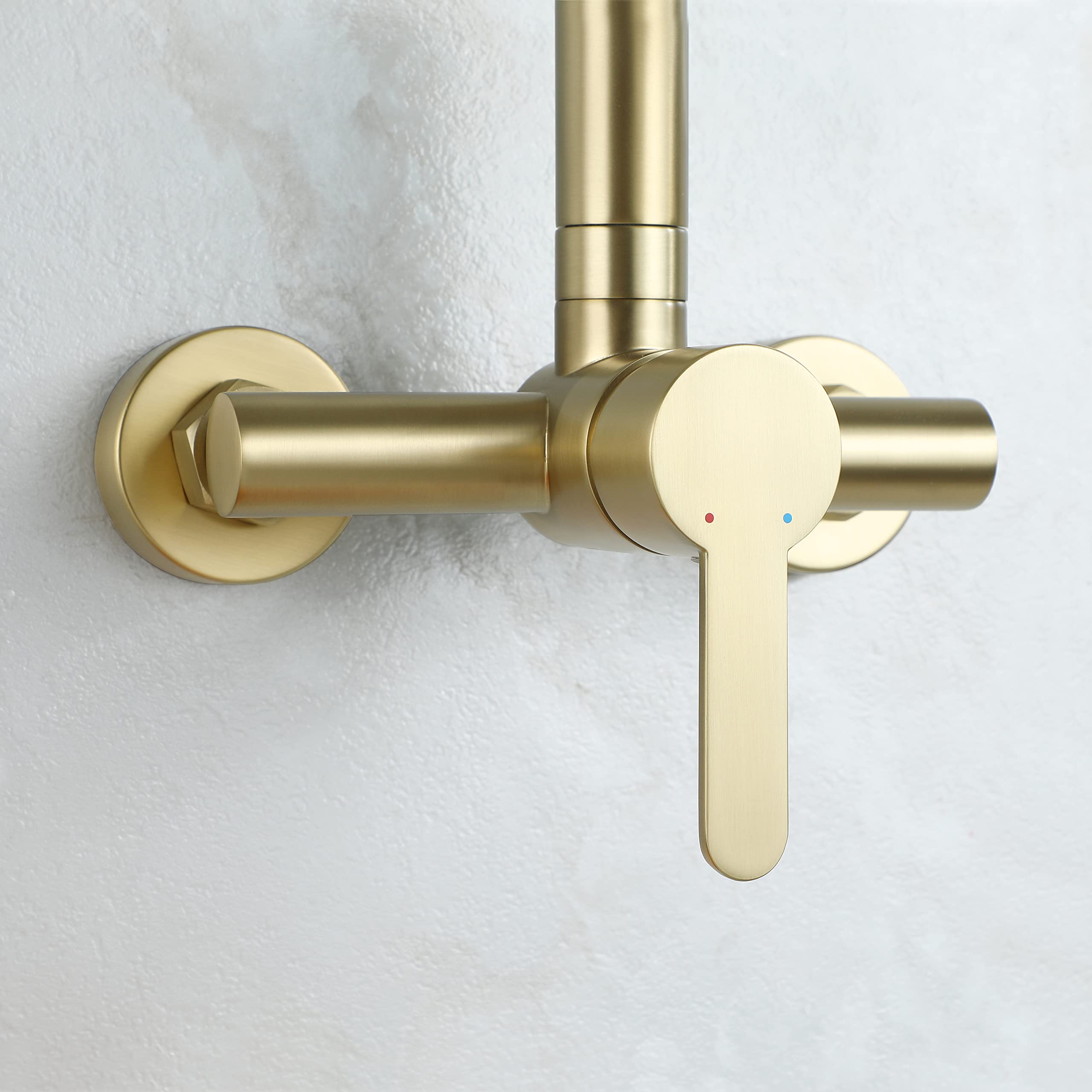 ESOP Robinet de Cuisine Or Brossé Laiton Robinet Mitigeur Mural Monocommande avec Bras Oscillant et Chaude et Froide Réglable Robinet Évier Rotatif à 360° pour Salle de Bain et Cuisine