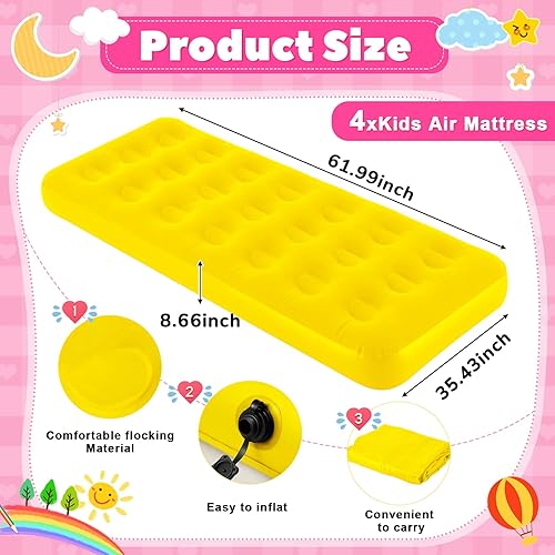 Miniatura 2 de Colchón de aire para niños, cama inflable para niños, cama inflable para campamento, 61.81 x 25.98 x 7.09 pulgadas, cama inflable para niños de 3 a