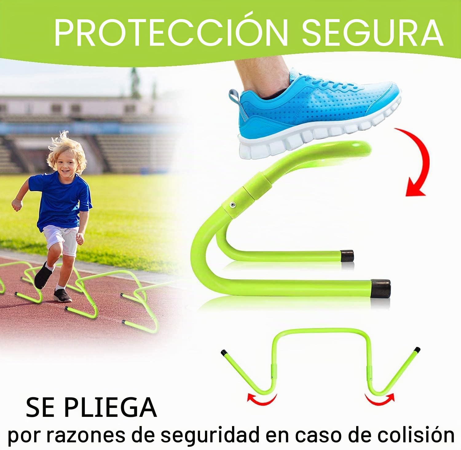 NAIZY Vallas de Entrenamiento de Velocidad/Agilidad Obstáculo/de Fútbol de Altura Ajustable Accesorios - Multi-Deporte de Ayuda a la Agilidad y la Coordinación de Formación, Verde (Juego de 6)