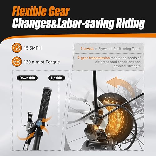 Miniatura 3 de Bicicleta plegable de 20 pulgadas, bicicleta plegable para adultos con cambio de 7 velocidades, bicicleta plegable ajustable de altura para hombres