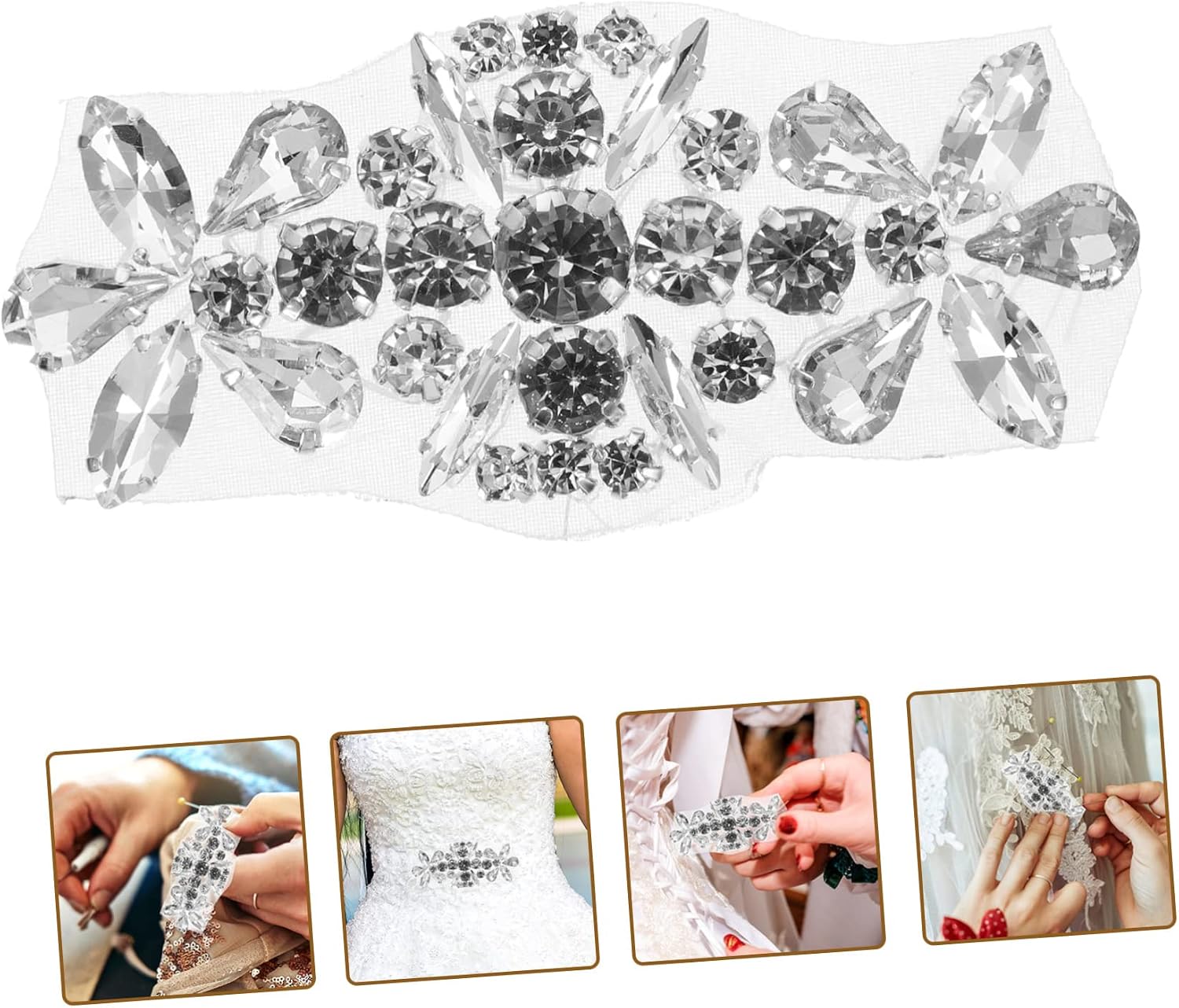 Rhinestone Belt Applique Patch for Wedding Sash Dress Decoration Elegant Design for Bridal Accessories and Crafting Versatile Use for Clothing and Bags