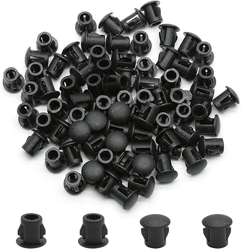 Vista 11 de 100 tapones de agujero blancos de 0.19 pulgadas, de plástico, tipo empotrado, a presión, tubo de orificio de bloqueo, postes de esgrima