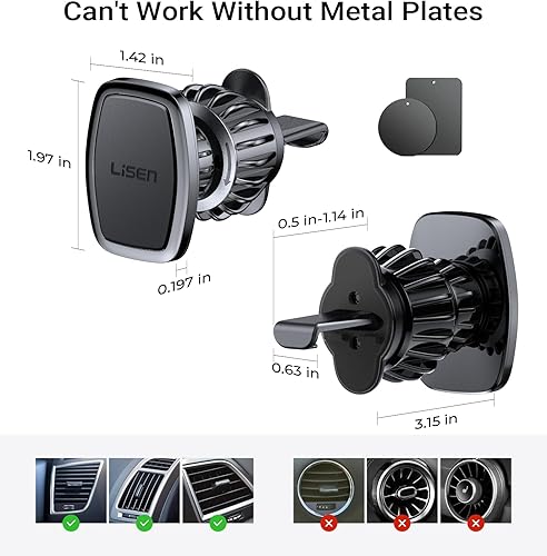 Miniatura 7 de LISEN - Soporte magnético para teléfono de automóvil [Fácil de instalar] Soporte para teléfono de automóvil [6 imanes fuertes] Soporte para teléfono