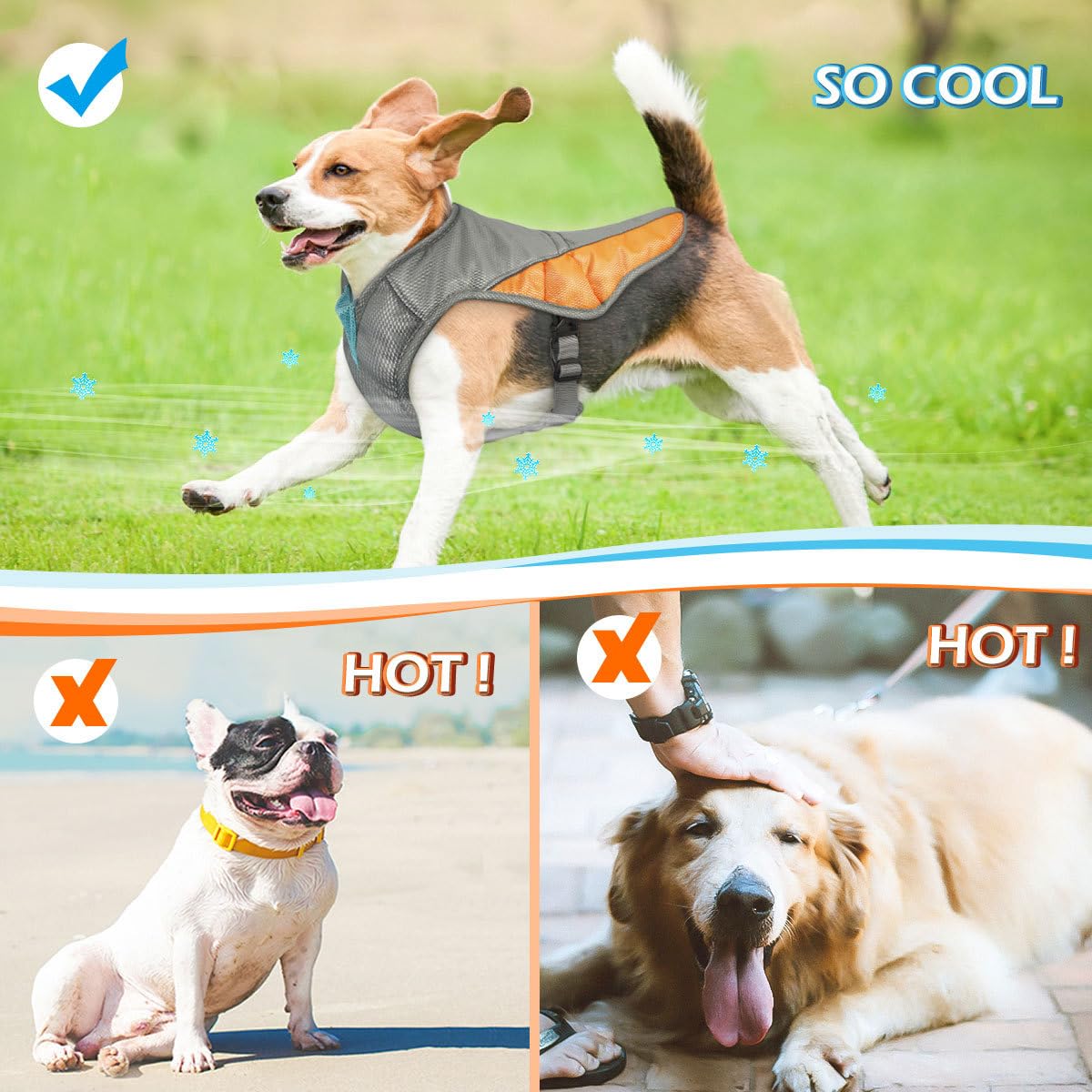 POPETPOP 1 veste de refroidissement réglable anti-ultraviolet réfléchissante respirante pour animal domestique harnais pour chien chiot
