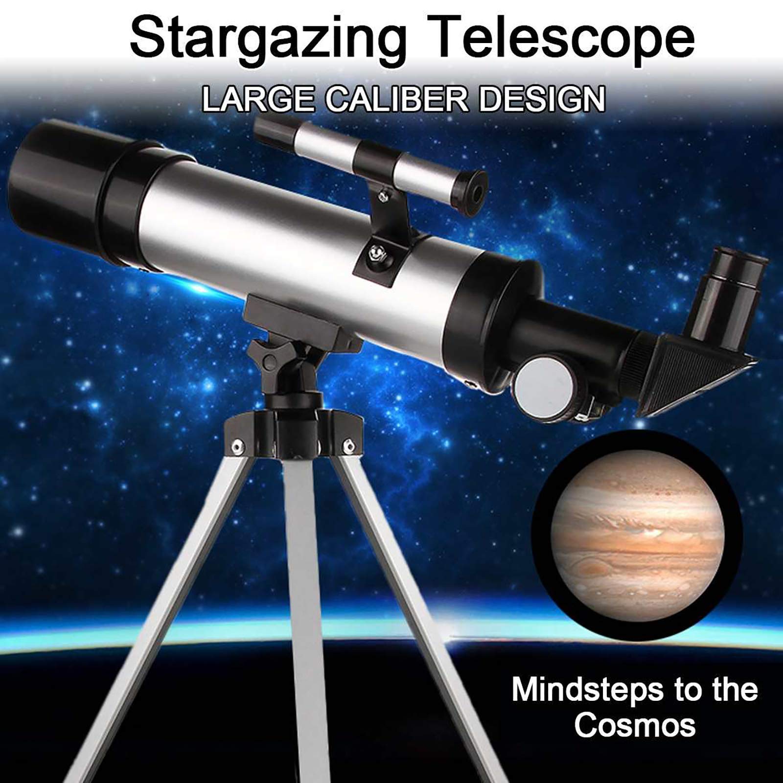 Telescopio astronómico, telescopios científicos para niños Principiantes, Ocular de 6 mm/12 mm, con trípode portátil de aleación de Aluminio, fácil de Montar