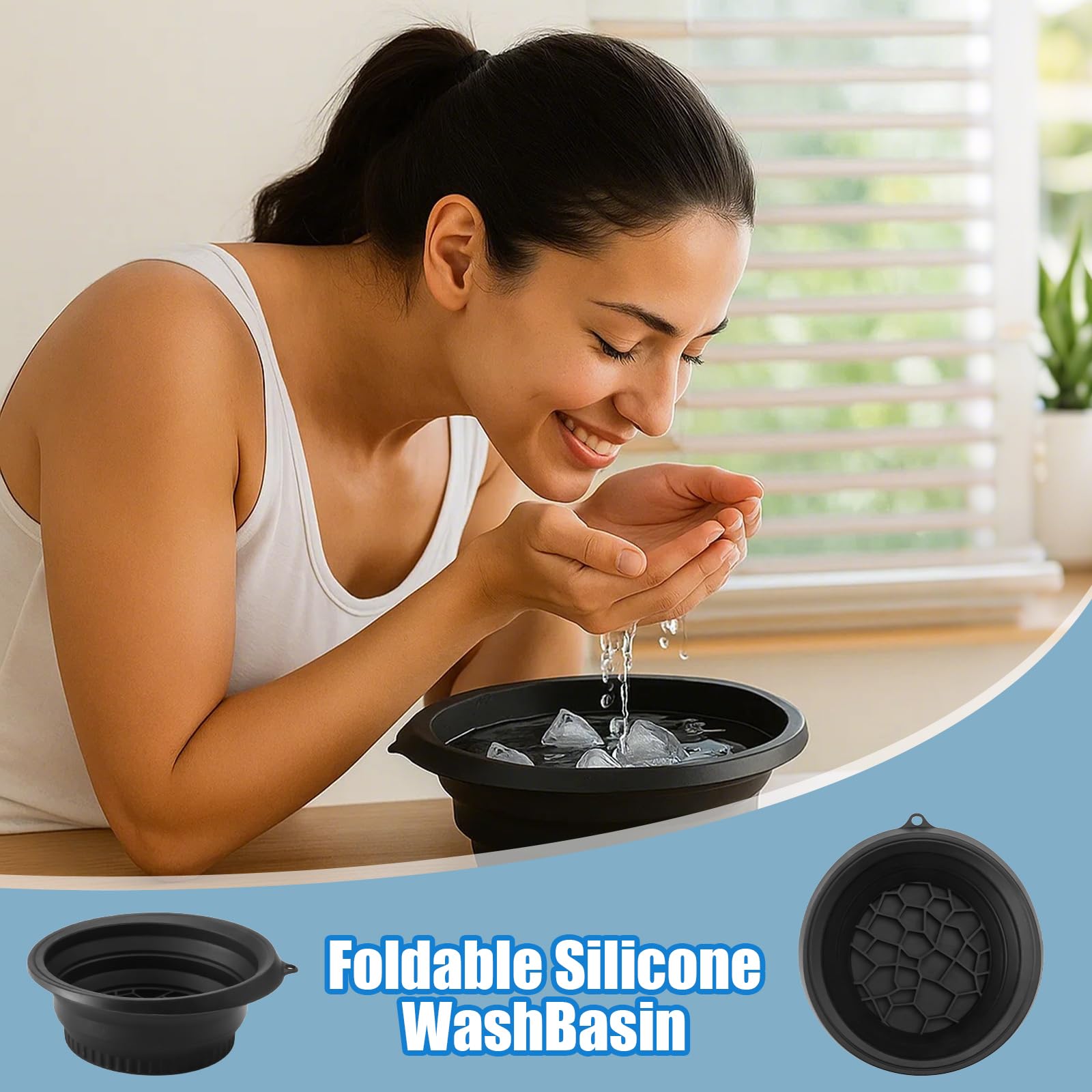Bol de bain à glace pour le visage - Lavabo pliable en silicone - Refroidissement rapide, réduction des gonflements, doux sur la peau, design portable, facile à nettoyer - pour les personnes