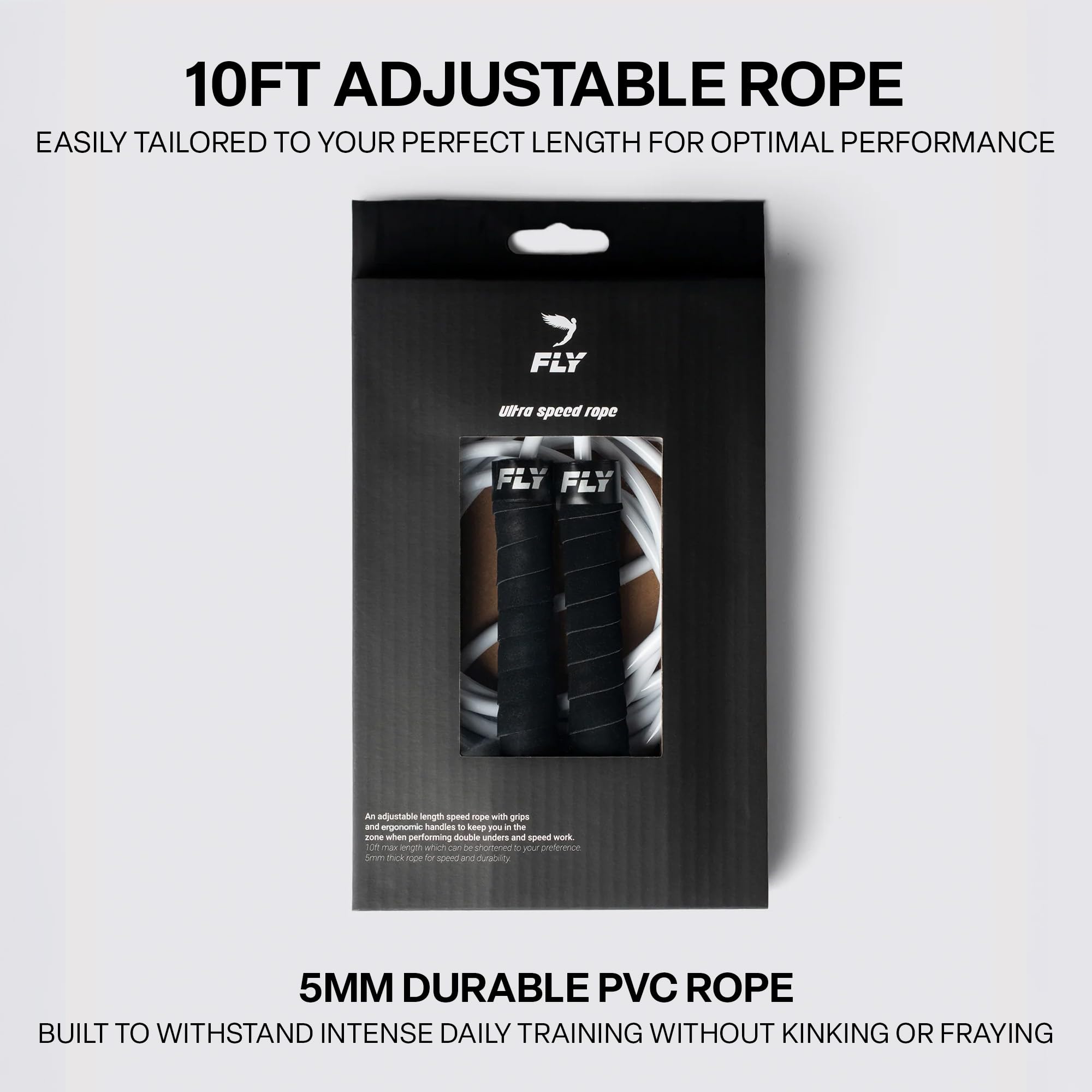 FLY Corda per saltare Ultra Speed – Corda per saltare regolabile in PVC da 3 m con impugnature ergonomiche – Corda per saltare ad alte prestazioni per CrossFit, HIIT e boxe