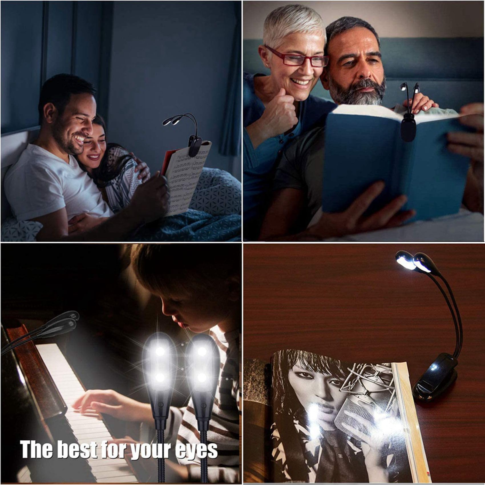 VENOAL 10Pcs Music Stand Light Clip on LED Book Lights Doppio Braccio Luci di Lettura per Libri a Letto 360 Gradi Clip Regolabile