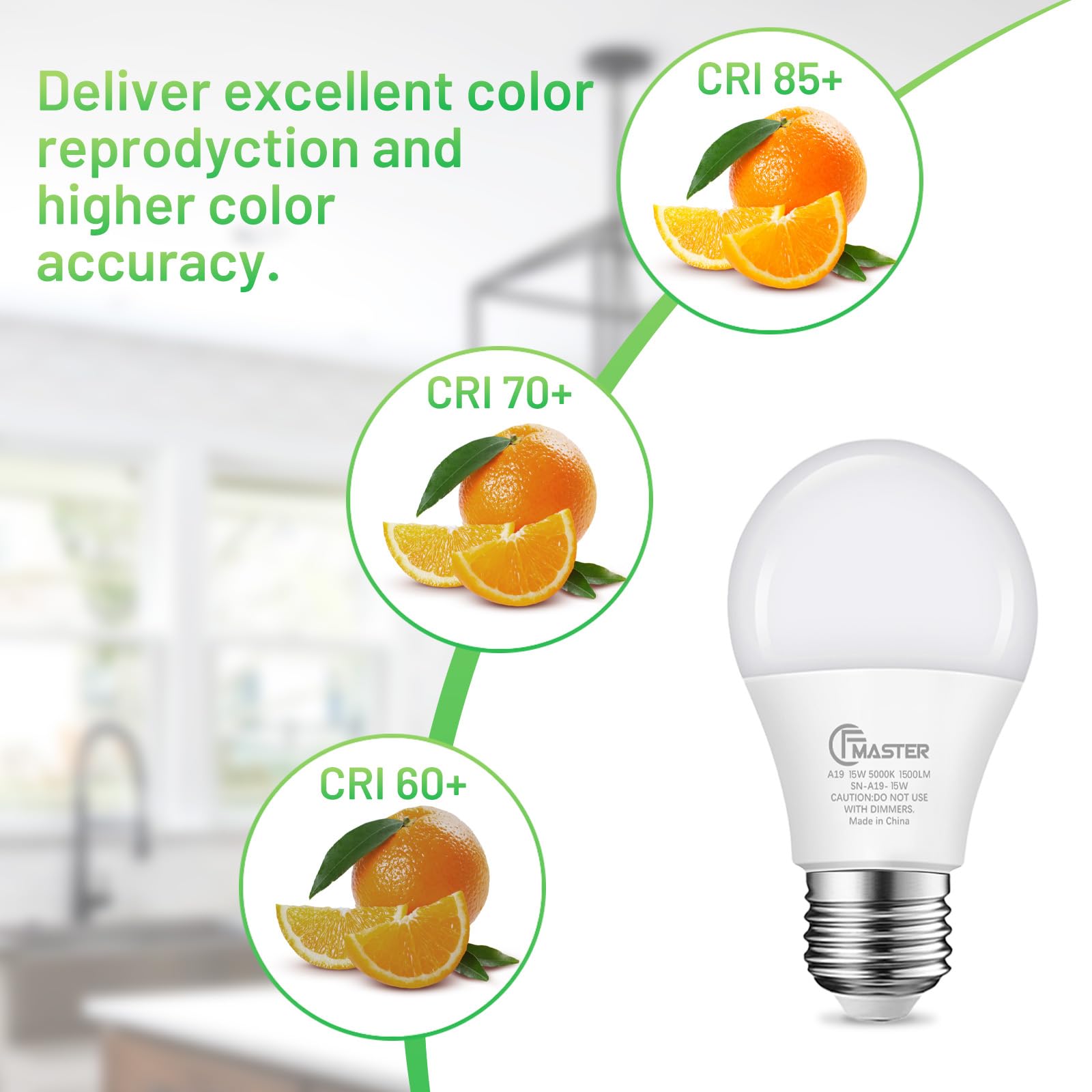A19 LED Light Bulb 100W Equivalent Light Bulbs 15W 5000K Daylight 1500 Lumens Non-Dimmable LED Bulb E26 Standard — view 4