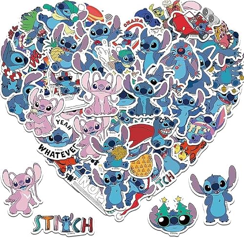 50PCS Cute Stitch Stickers for Kids, Waterproof Vinyl Sticker for Water Bottle,Laptop