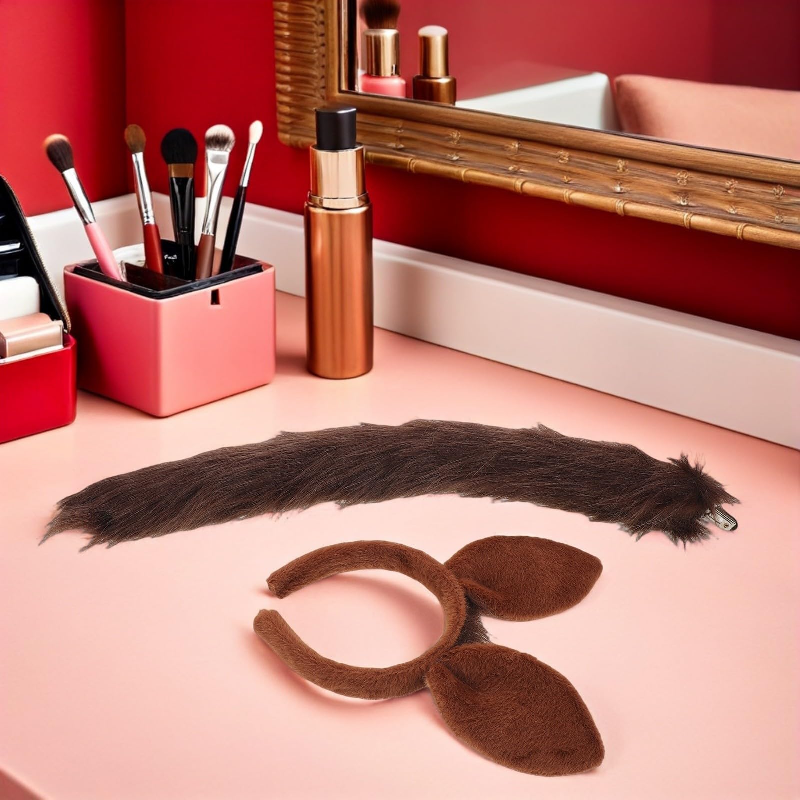 Tofficu 4 Juegos Diadema de Disfraz Orejas de Caballo de Peluche Marrón para Cosplay y Actuaciones Escolares Diseño Realista y Material Suave de Felpa