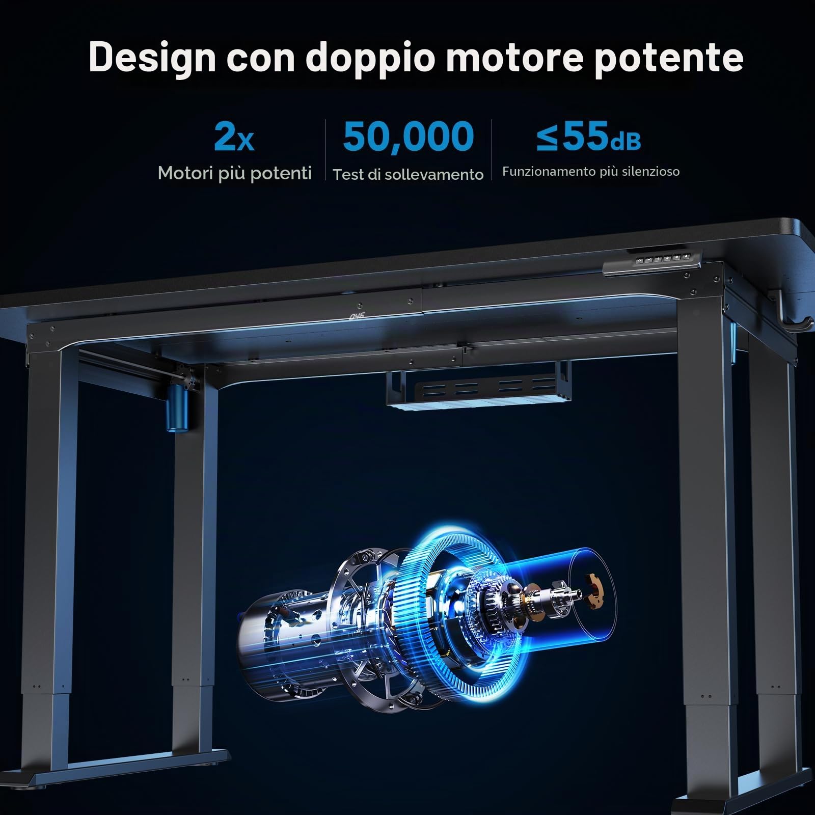 HUANUO Telaio da scrivania regolabile in altezza, a doppio motore, regolabile in altezza, per casa e ufficio, gambe del tavolo regolabili in altezza con acciaio resistente, controller di memoria, solo