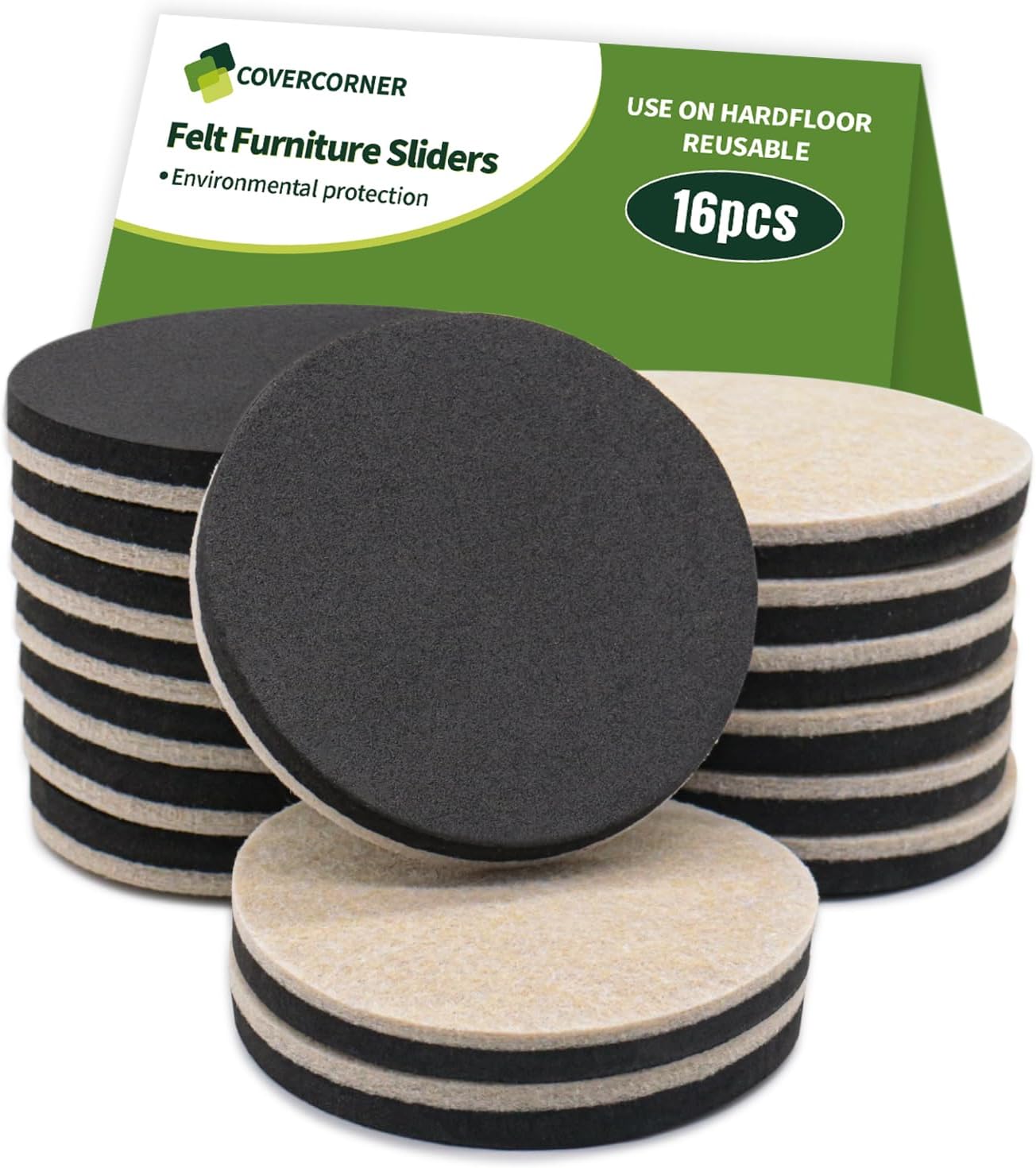 Furniture Sliders for Hardwood Floors 16 PCS – 3 1/2 inch Sliders for Moving Furniture – Felt Furniture Pads for Hardwood Floors