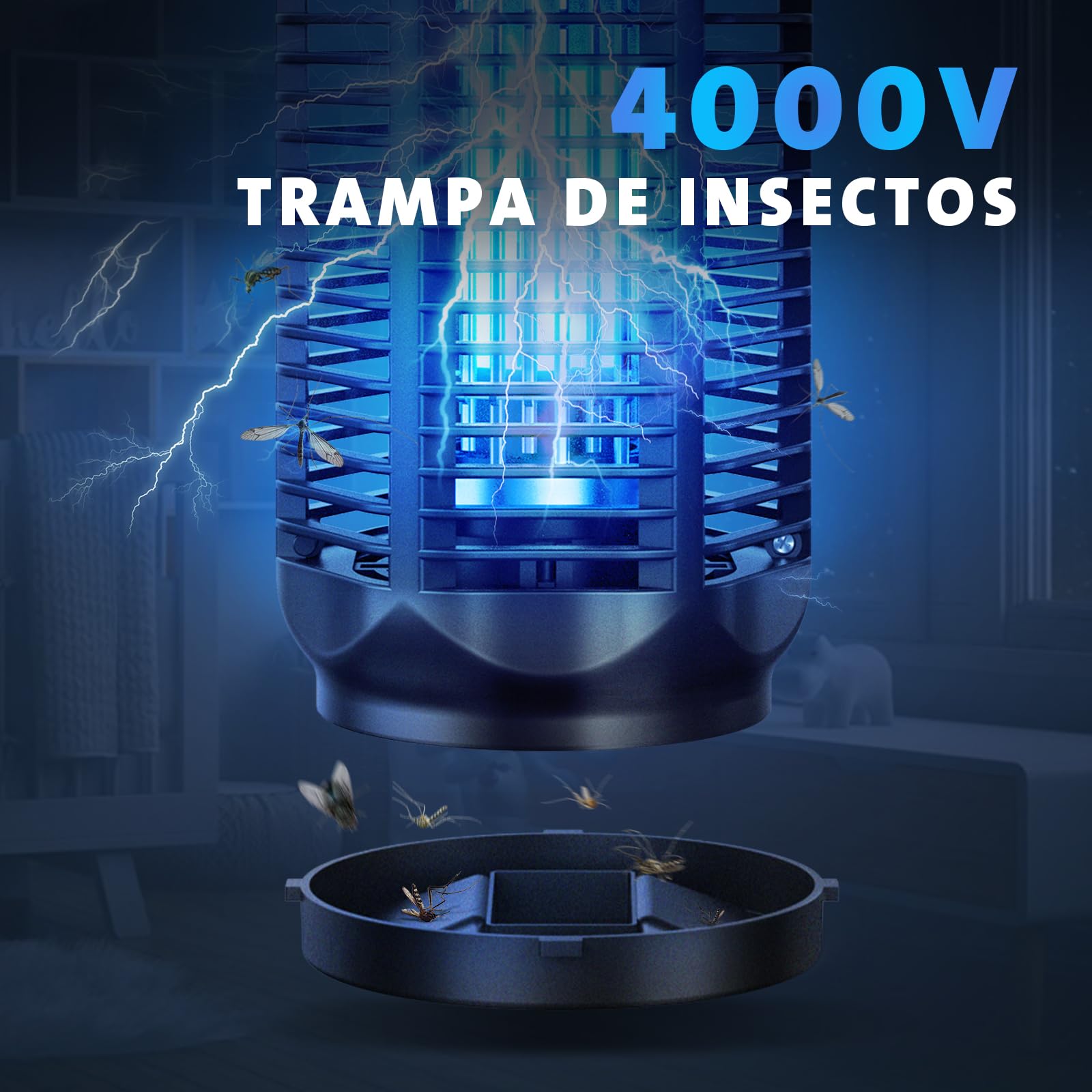 Lampara Antimosquitos, 20W UV Mata Mosquitos Electrico, Lampara Antimosquitos Exterior Interior, IPX4 Impermeable, Adecuado para Jardines, Salas de Estar, Camping Etc., Cable de 1,5 m
