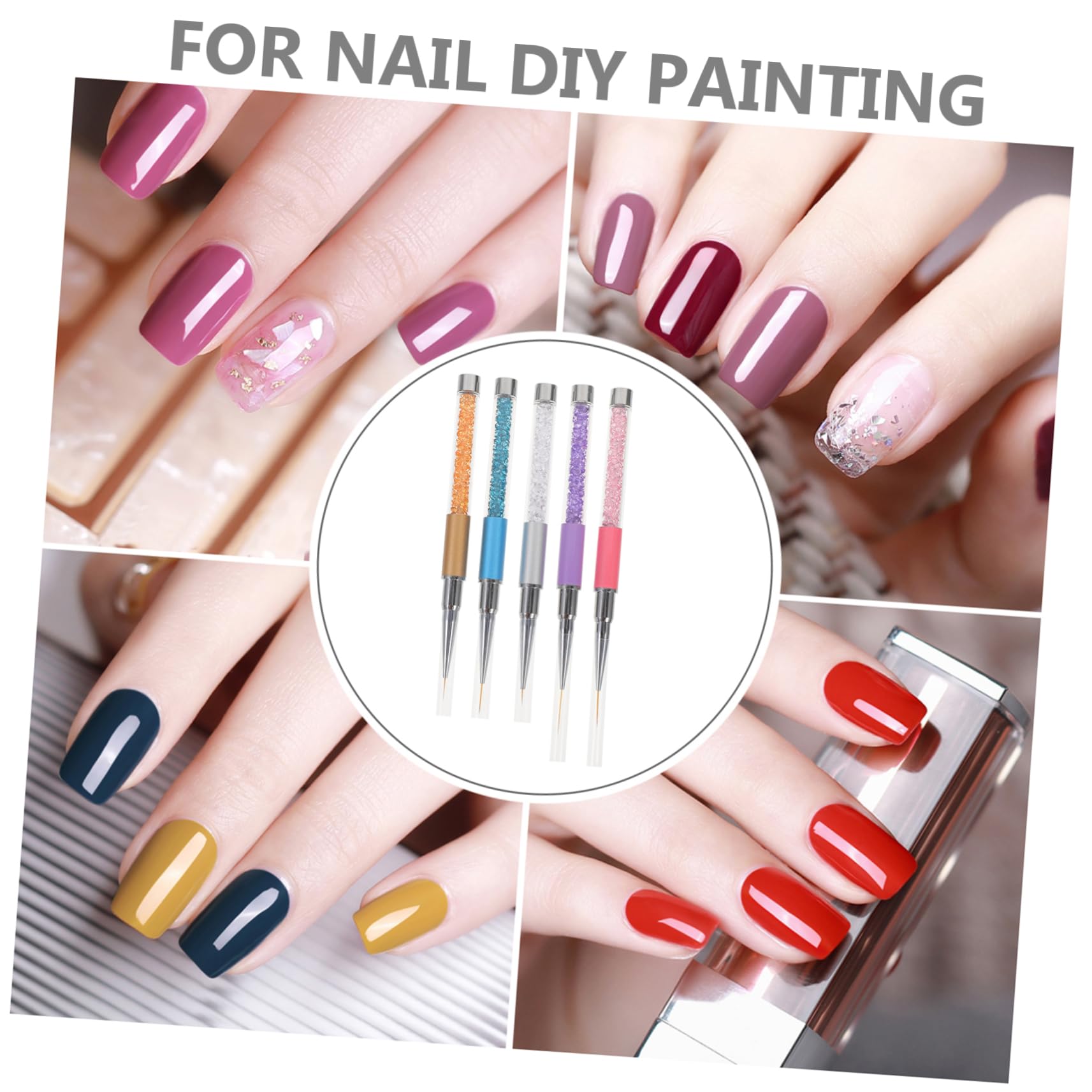 FRCOLOR Juego de 25 pinceles para arte de uñas, lápiz de dibujo 3D, gel de purpurina, accesorios de uñas, lápiz de manicura, lápiz de uñas con lápiz de diamante, herramienta de manicura y fibra
