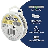Vista 2 de Beadalon - Alambre para collar de cuentas de acero inoxidable (19 hilos, 0,25 mm, brillante, 31 m)