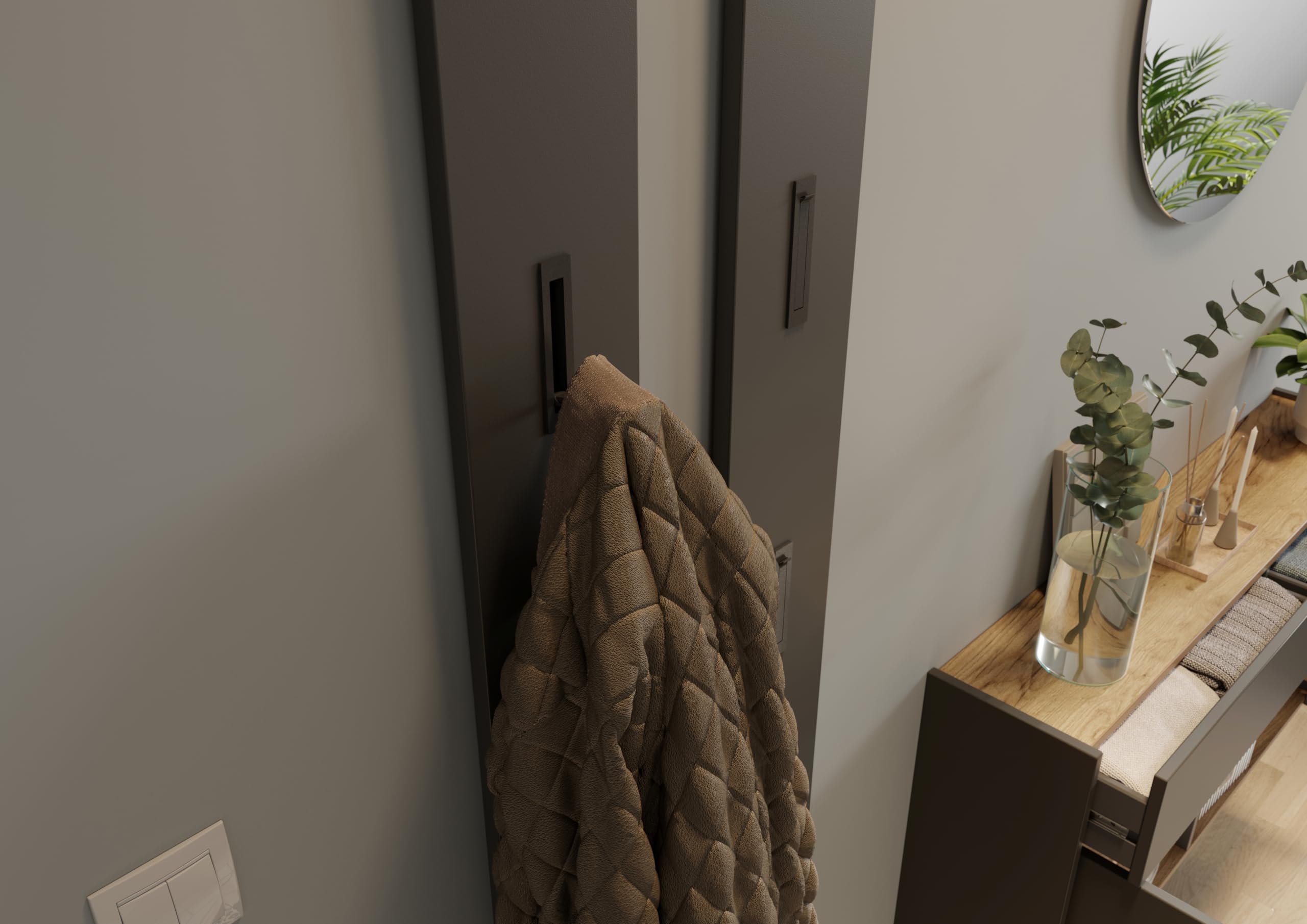 Germania Armadio pensile multiuso con finitura grigio grafite/rovere 1398-549 GW-Ameca, profondità ridotta, ideale per corridoi stretti, 110 x 57 x 22 cm (L x A x P)