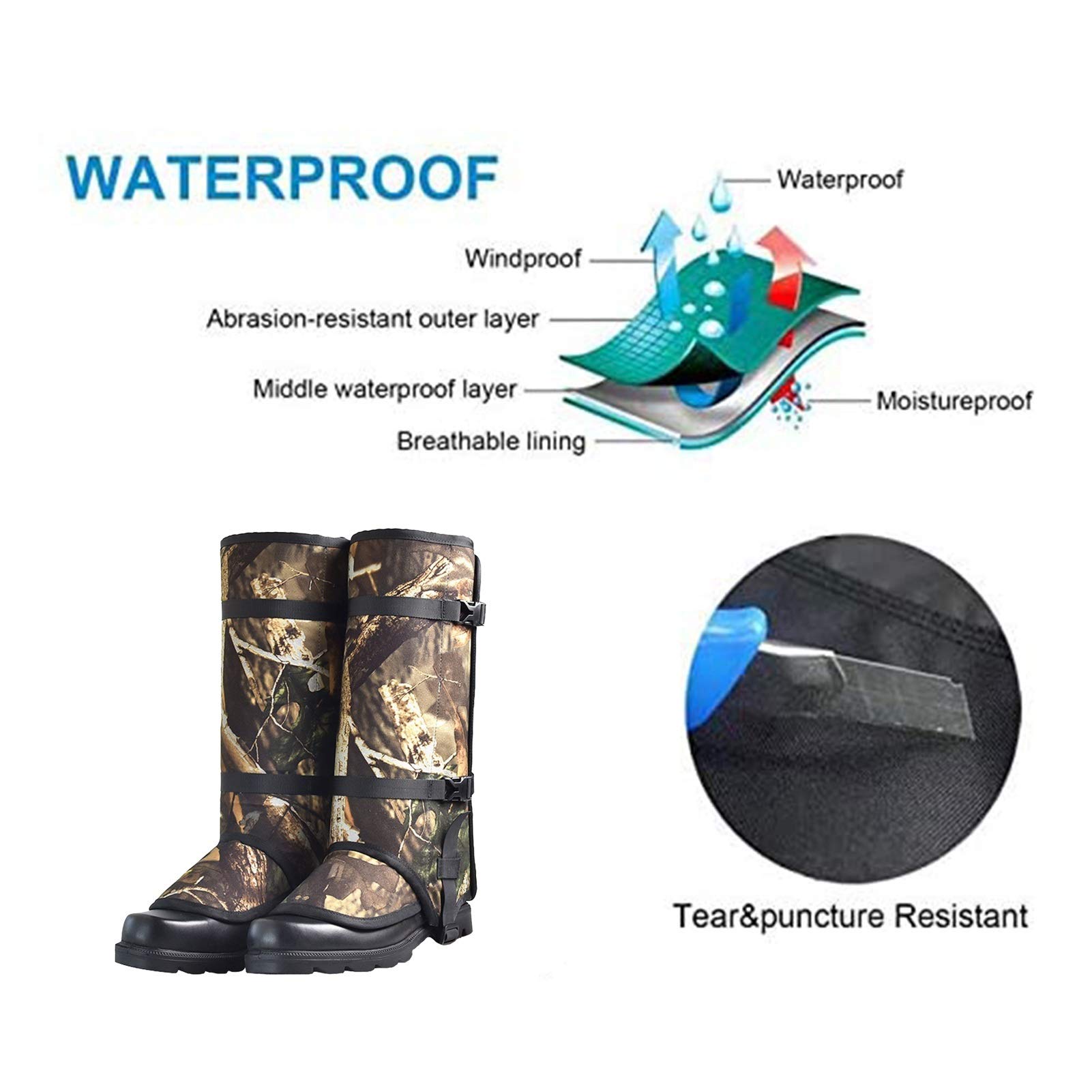 XLTFUC Jambières De Guêtres De La Jambe De Neige Courte, Camouflage De Randonnée En Plein Air Leggings De Garde-boue, Randonnée, Chasse Sauvage Et Piqûres Anti-serpents