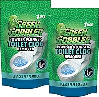 Green Gobbler Powder Plunger Toilet Clog Remover - 2 Pack Septic Safe No Mess Drain Opener Powder