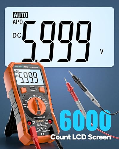 Miniatura 4 de Crenova Multímetro digital, 6000 unidades multiprobadores, voltímetro TRMS de rango automático, mide diodos de capacitancia de corriente de voltaje,