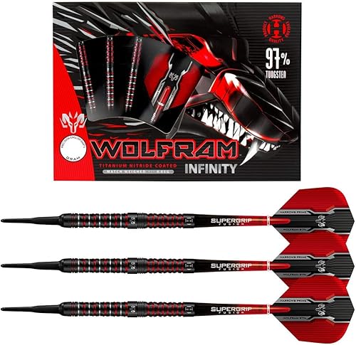 Harrows Wolfram Infinity - Juego de dardos de punta suave 97% tungsteno, 0.71 onzas y 0.71 onzas, incluye ejes Supergrip Fusion y vuelos Prime de