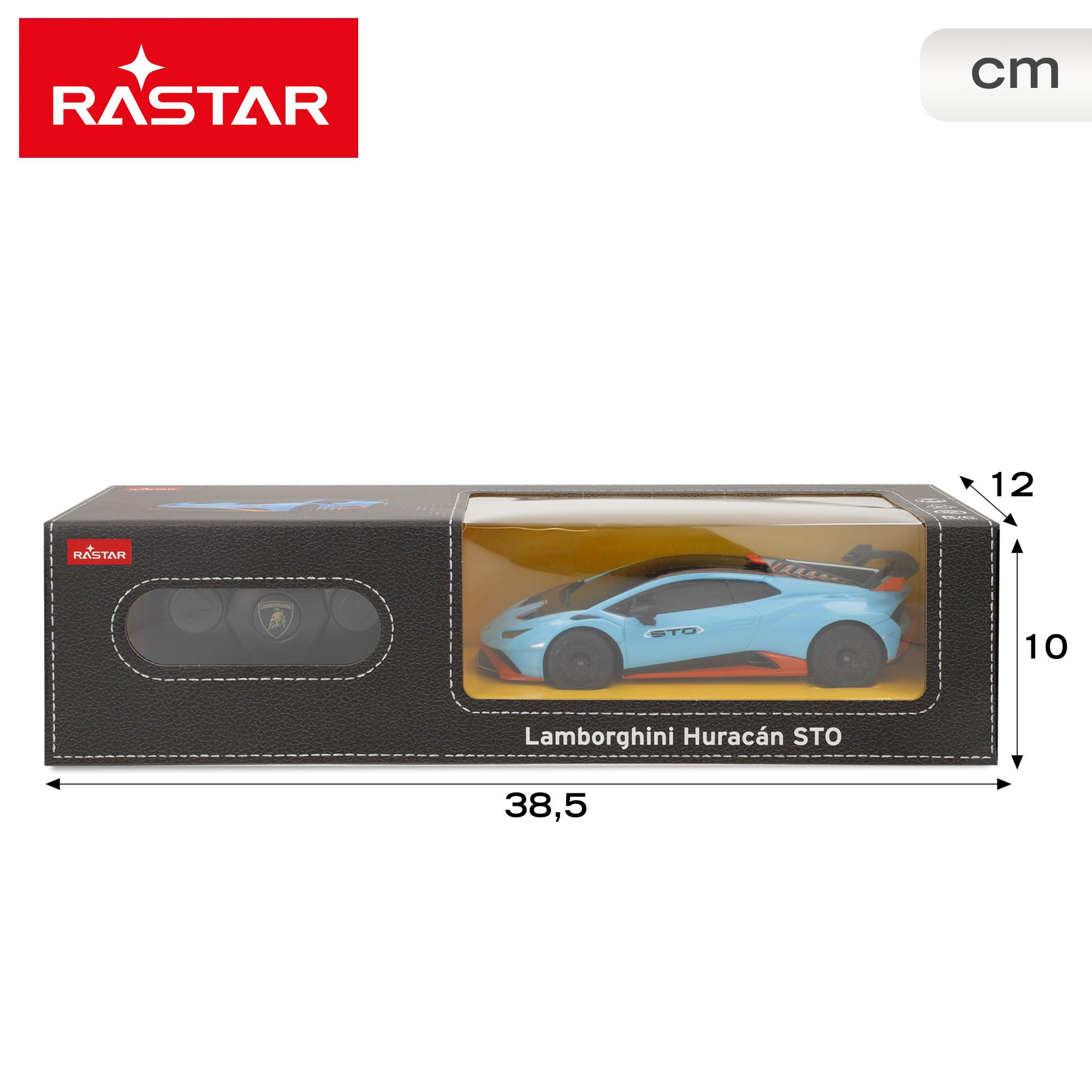 ColorBaby - Coche teledirigido Lamborghini Huracán STO, radiocontrol, Azul con Negro Escala 1:24, para niños y para Adultos, Juguetes para niños teledirigidos (46987)