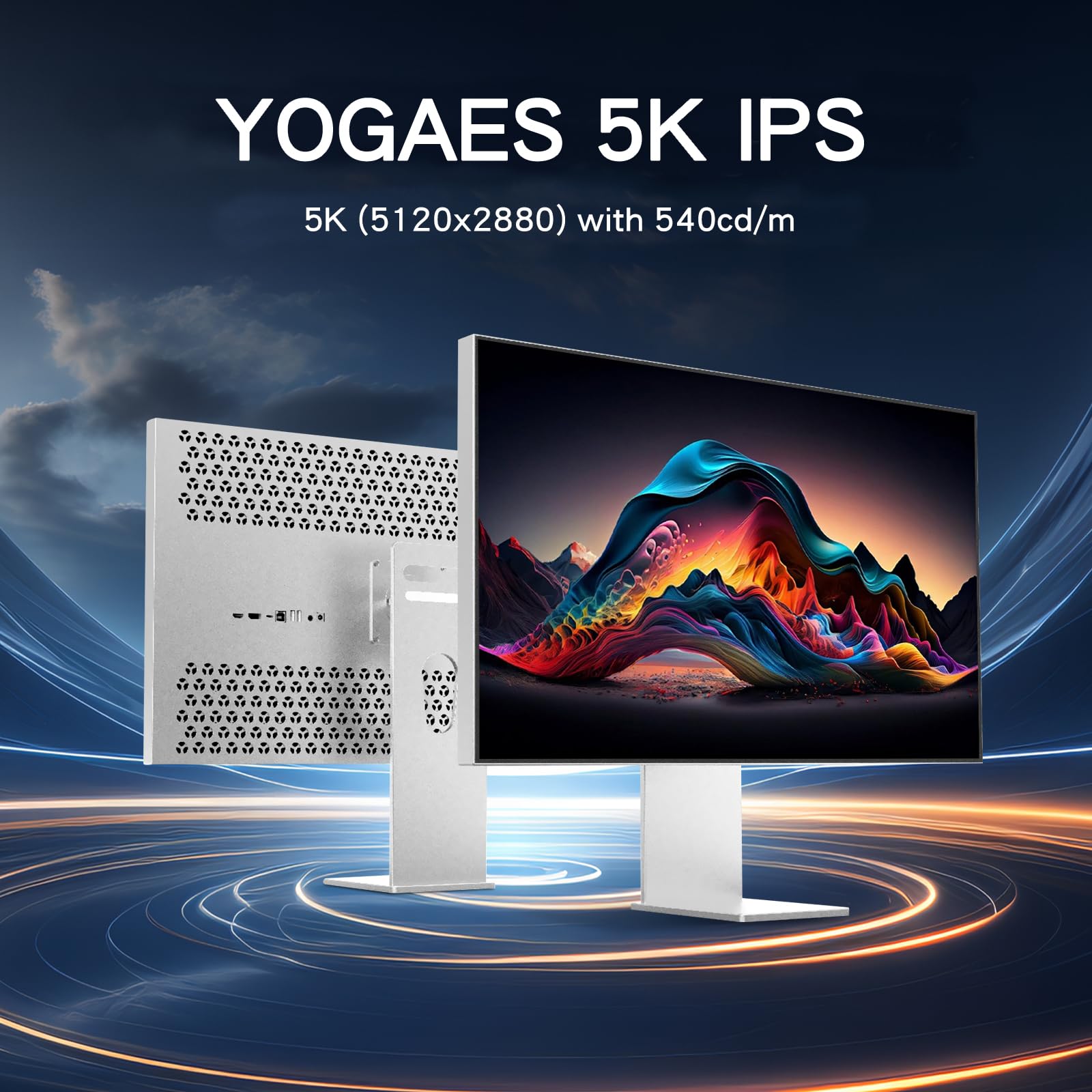 Monitor da 27 pollici 5K con pannello IPS, corpo e supporto interamente in lega di alluminio 5K(5120×2880), sRGB 100%, 99%DCI-P3,VESA100*100, regolabile in altezza,Senza bordi su quattro lati(Lucido)