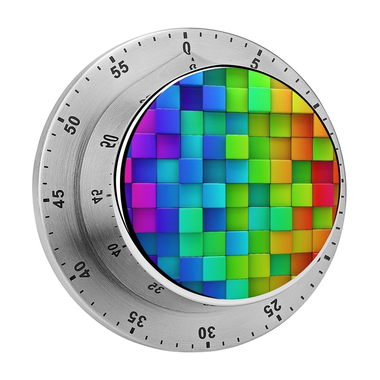 Rainbow Colorful Blocks Circular Rotating Timer, Suitable for Kitchen and Bedroom