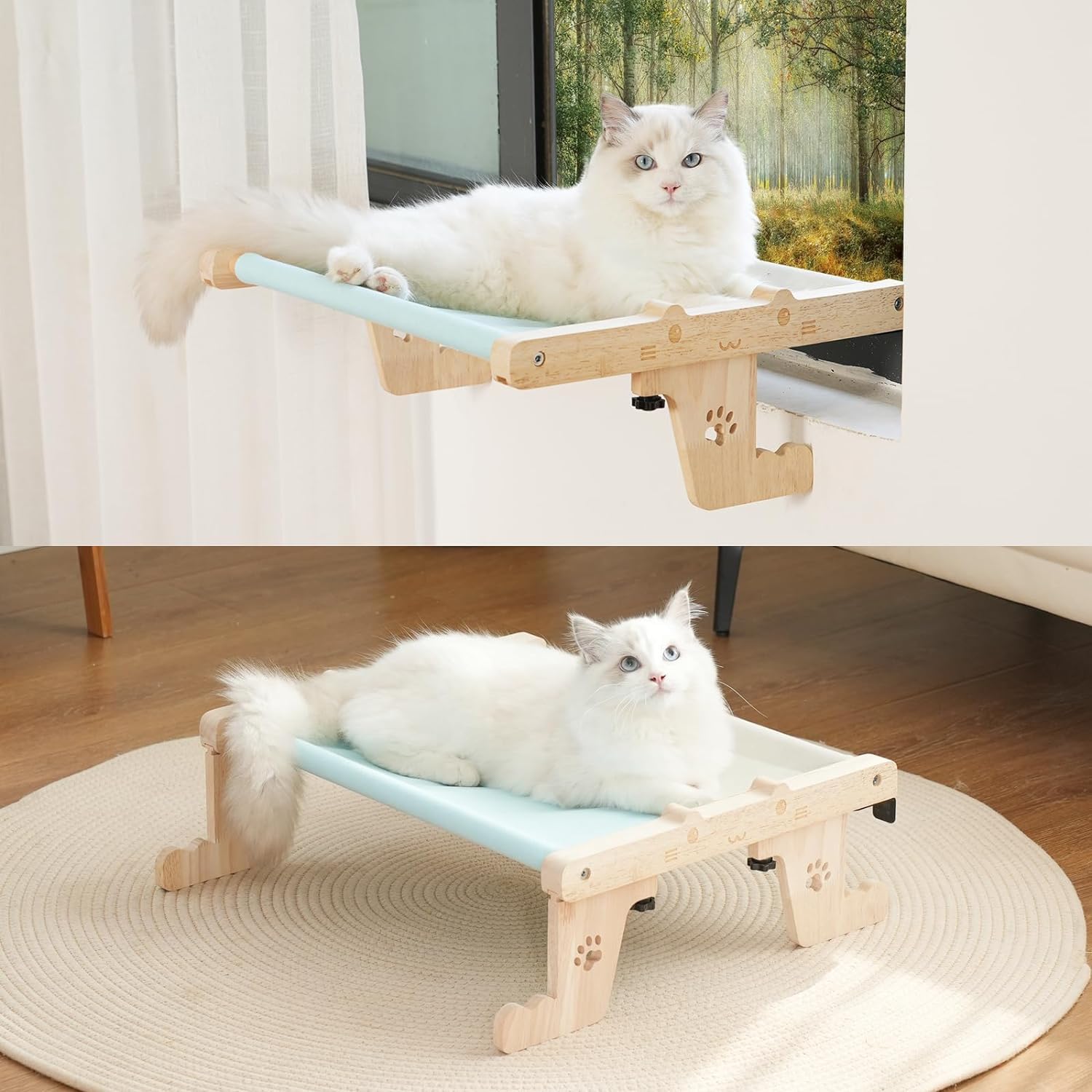 Amaca Per Gatti Da Finestra Pawtasy - Regolabile, 47.5x42 Cm, Fino 22.7 Kg, Reversibile, Sicura - Foto 8