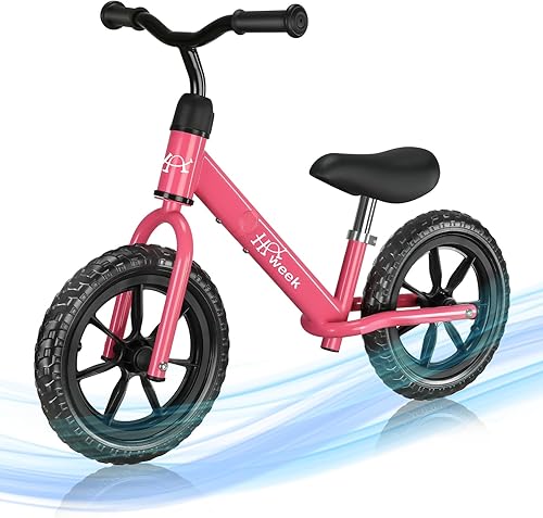 HAWEEK Bicicleta de equilibrio para niños pequeños de 12 pulgadas, sin pedales, bicicleta de entrenamiento para niños de 24 meses a 5 años, ajuste