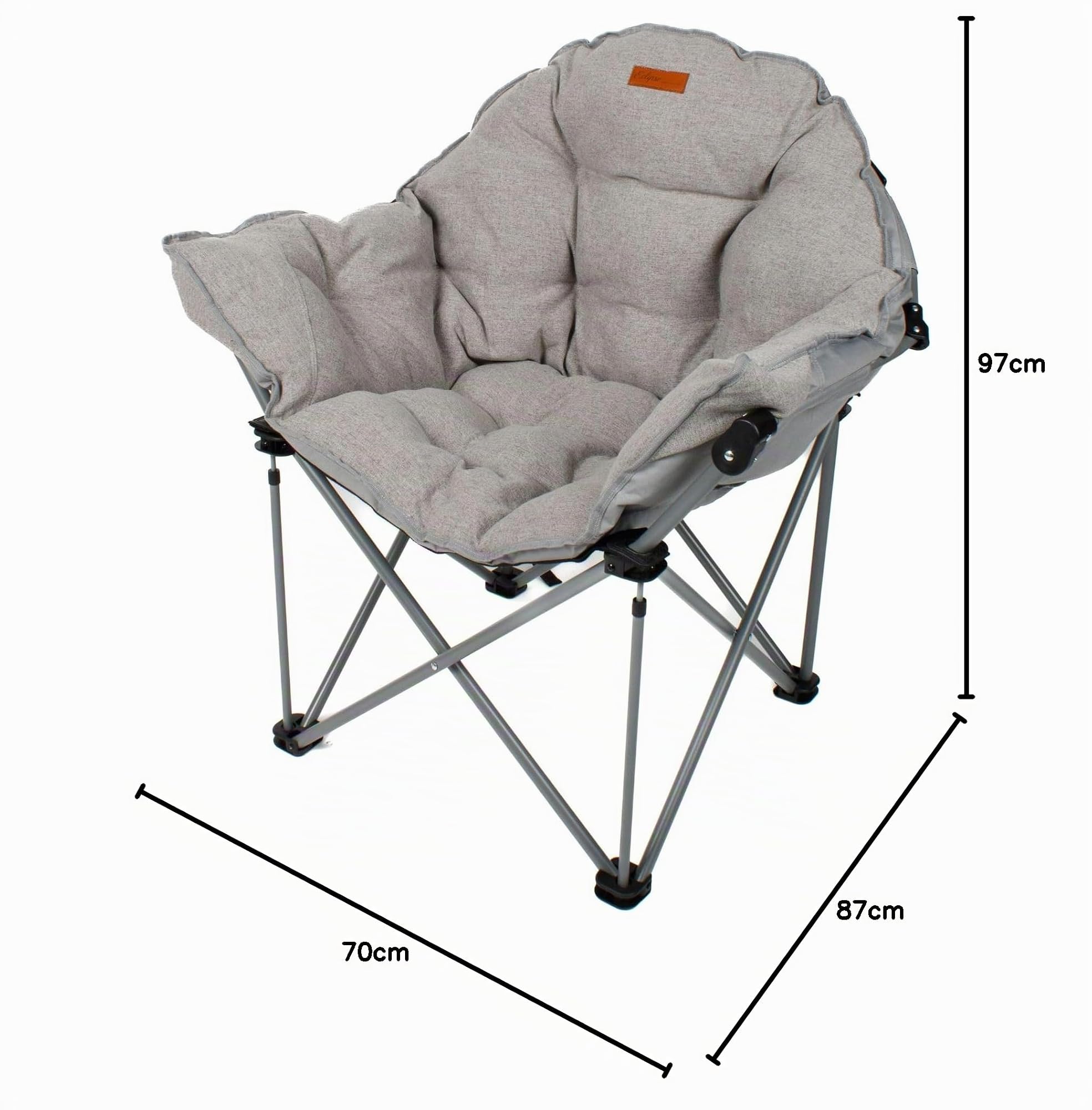 Eclipse Glampingstuhl Outdoor Campingstuhl Moonchair Super 200 KG | Soft Relax Stuhl klappbar Strandstuhl Balkonstuhl Gartenstuhl mit Tragetasche Modell: Atlas, Stofffarbe Campingstuhl:Grau