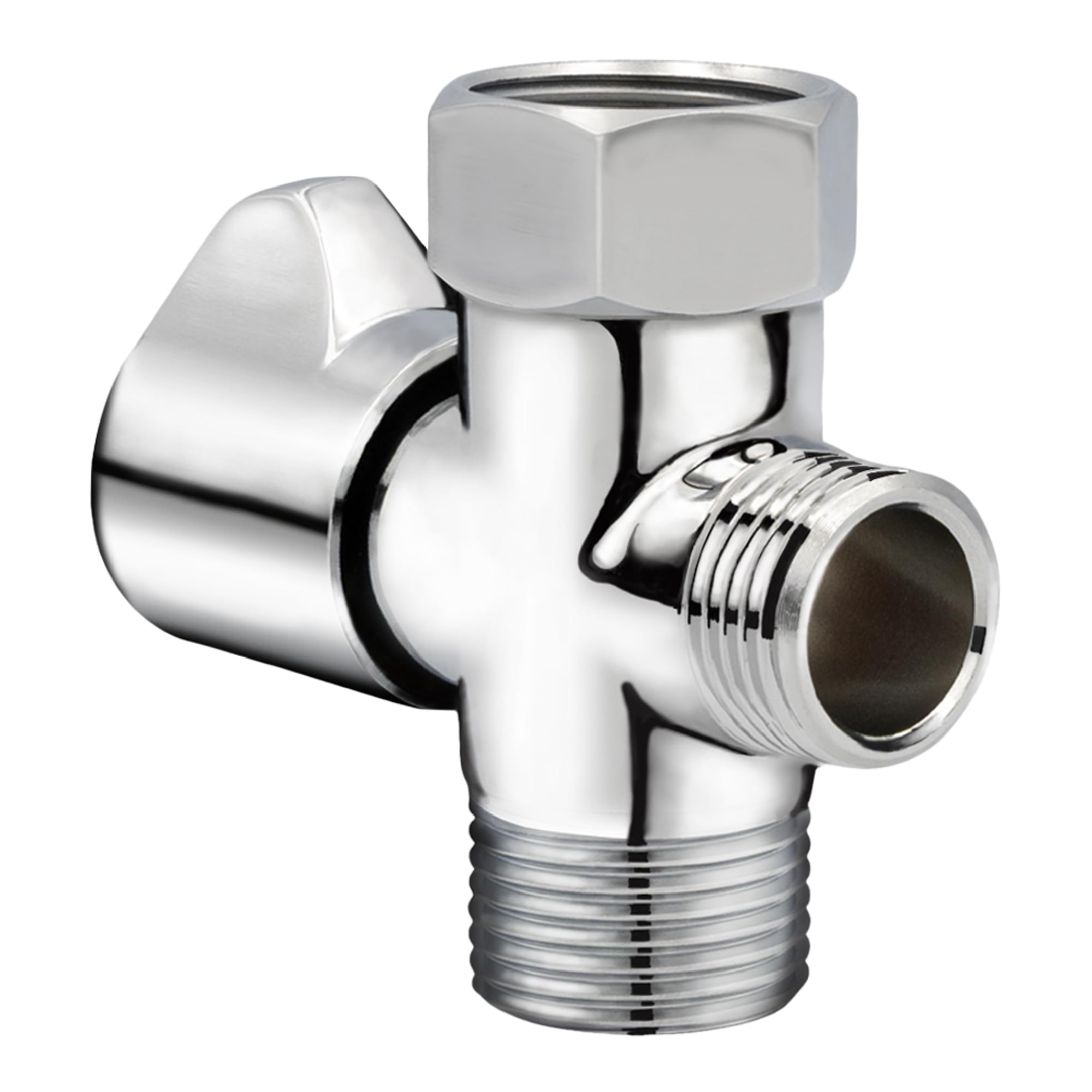 Metal T Adapter with Shut-Off Valve, 3-Way T-Connector for Neo Bidets, Chrome