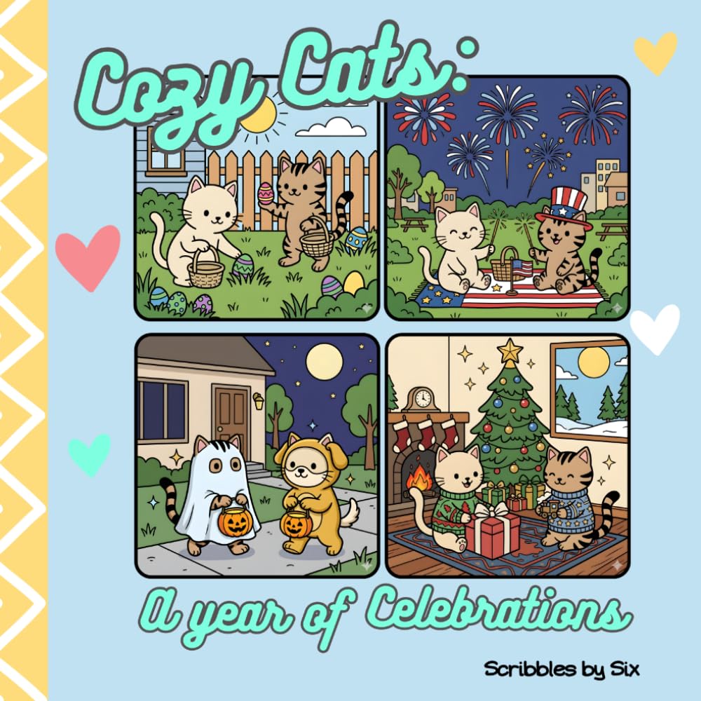 Cozy Cats: A Year Of Celebrations: A Bold & Easy Coloring Book (Cozy Cat Duo)