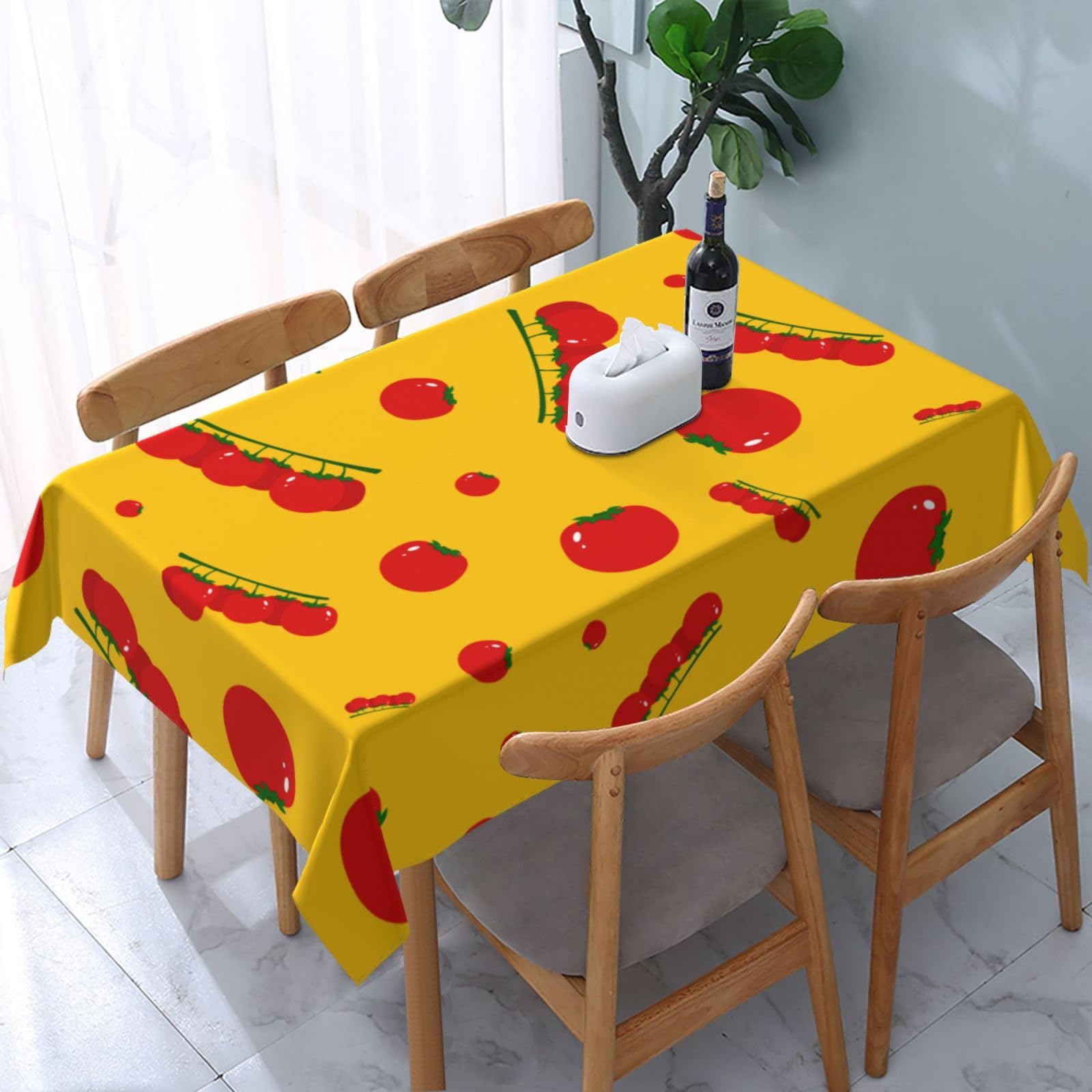 JunHeArt Tomato Fruit Pattern Tablecloth Rectangle Table Cover Washable Table Cloths Decor For Kitchen 54" X 72"