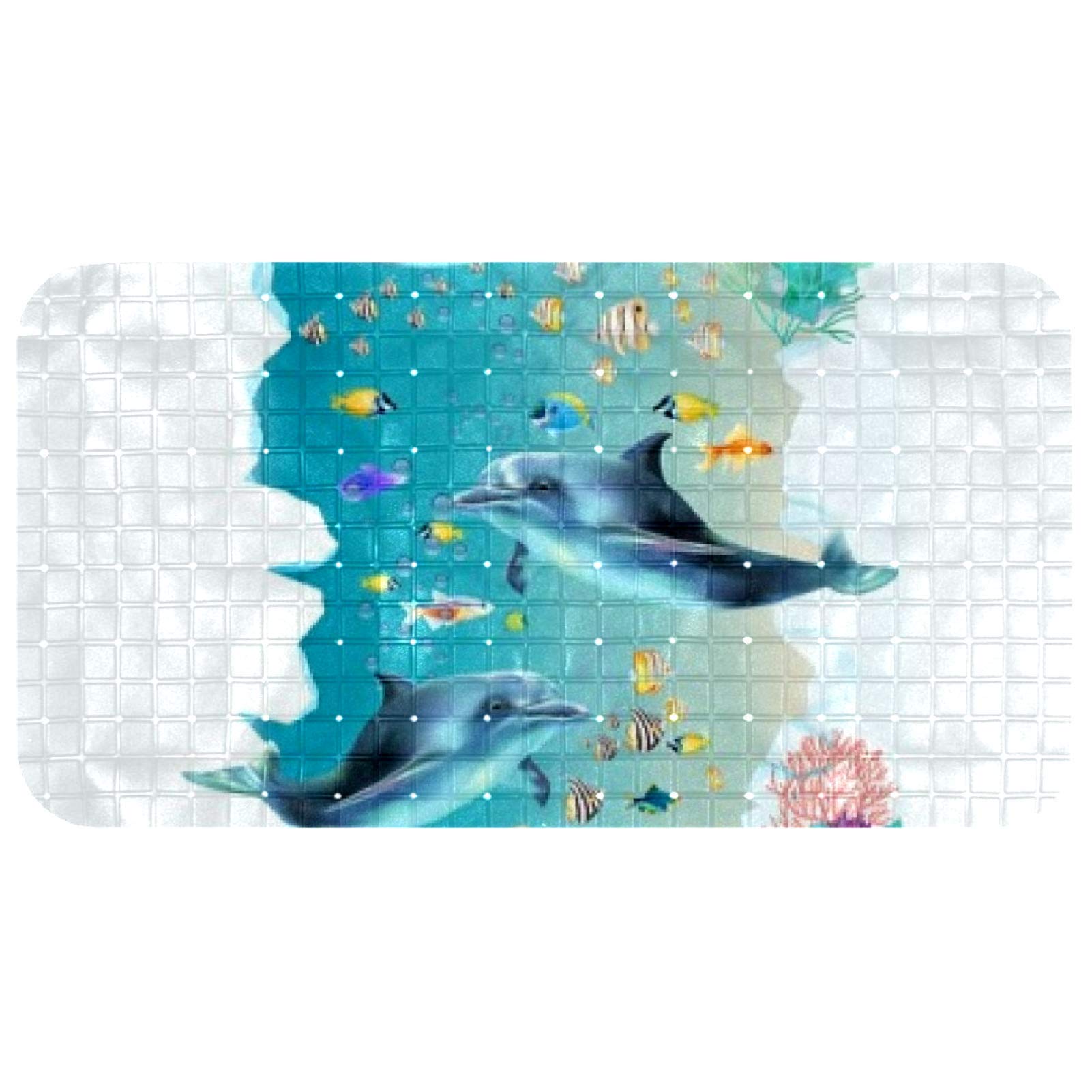 Tapis de bain antidérapant dauphin 68,3x37,3 cm avec ventouses
