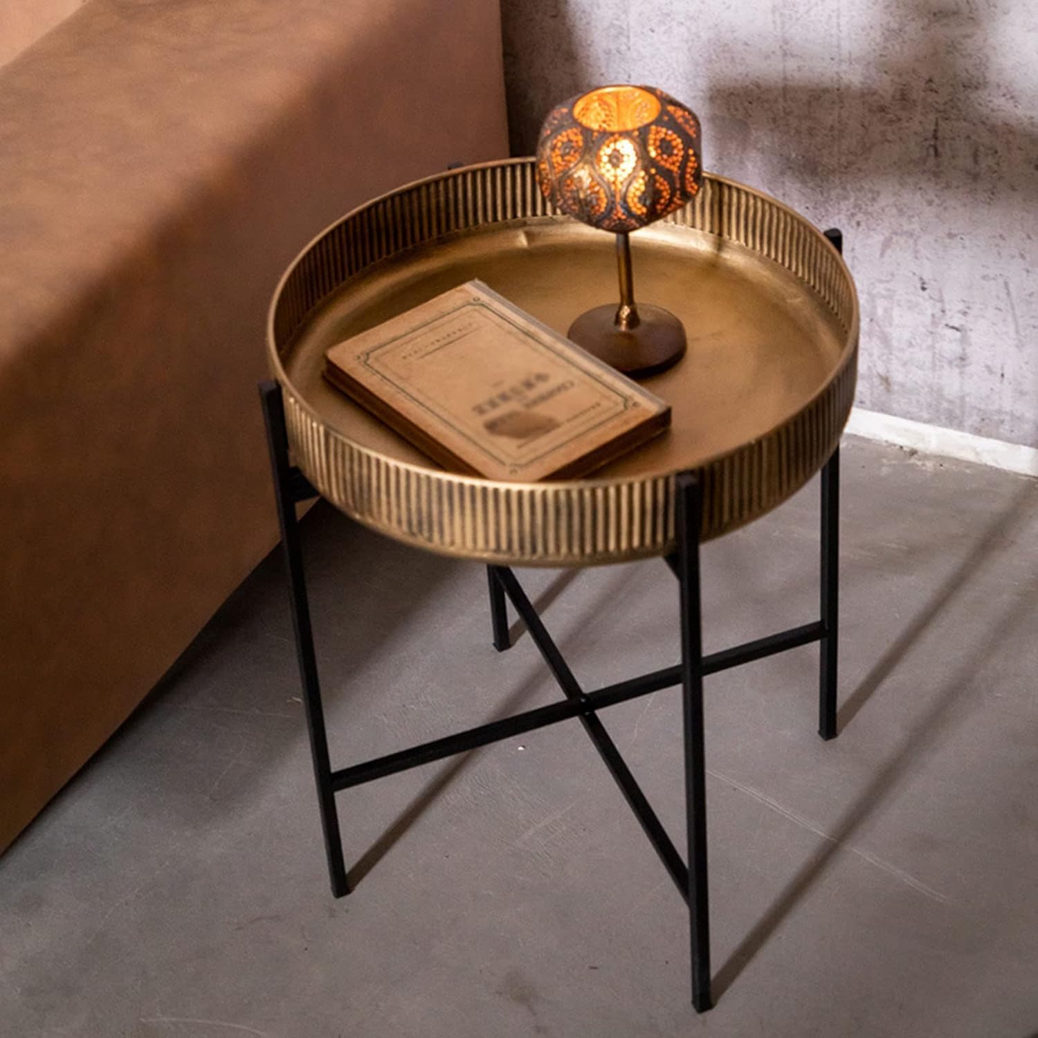 Aimery Office End Table Mini Coffee Table, Side Table with Removable Tray and Folding Frame, Iron Beside Table, Living Room Balcony Office Casual Tea Table (Size : 42 * 50.5CM)