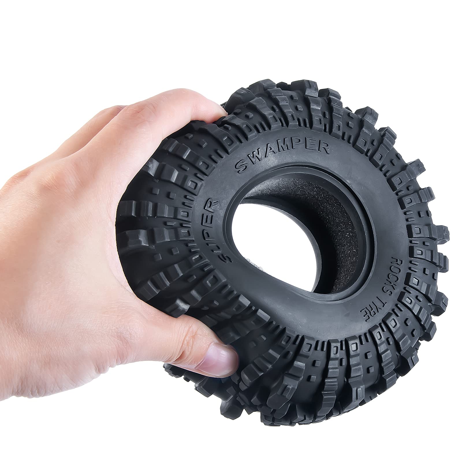 Runup 4 pezzi di cerchioni da 2,2 pollici, 137 mm * 49 mm di gomma per RR10 TRX4 Axial SCX10 II 90046 1/10 RC Rock Crawler Car