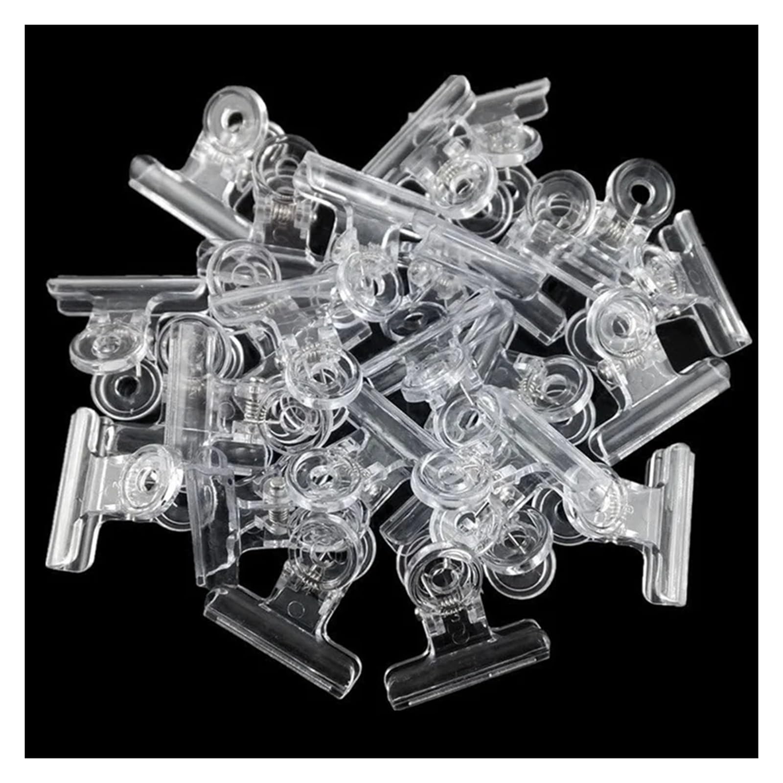 Binderclips 100 Stück Kunststoff-Bulldog-Clips | Kit Utility-Büroklammern Kit Scharnierklammern for den Heim- und Bürogebrauch, transparent