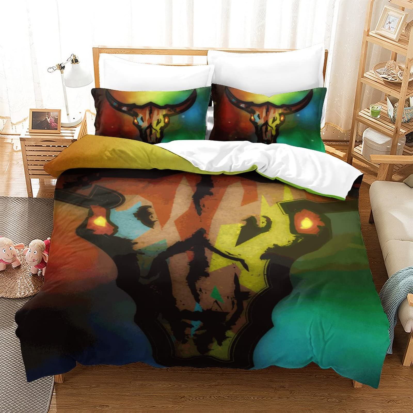 Housse de couette imprimée 3D douce et infroissable pour lit 1 personne